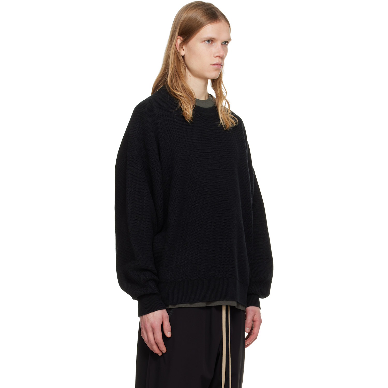  Fear Of God Black Wool Rib Crewneck Sweater 