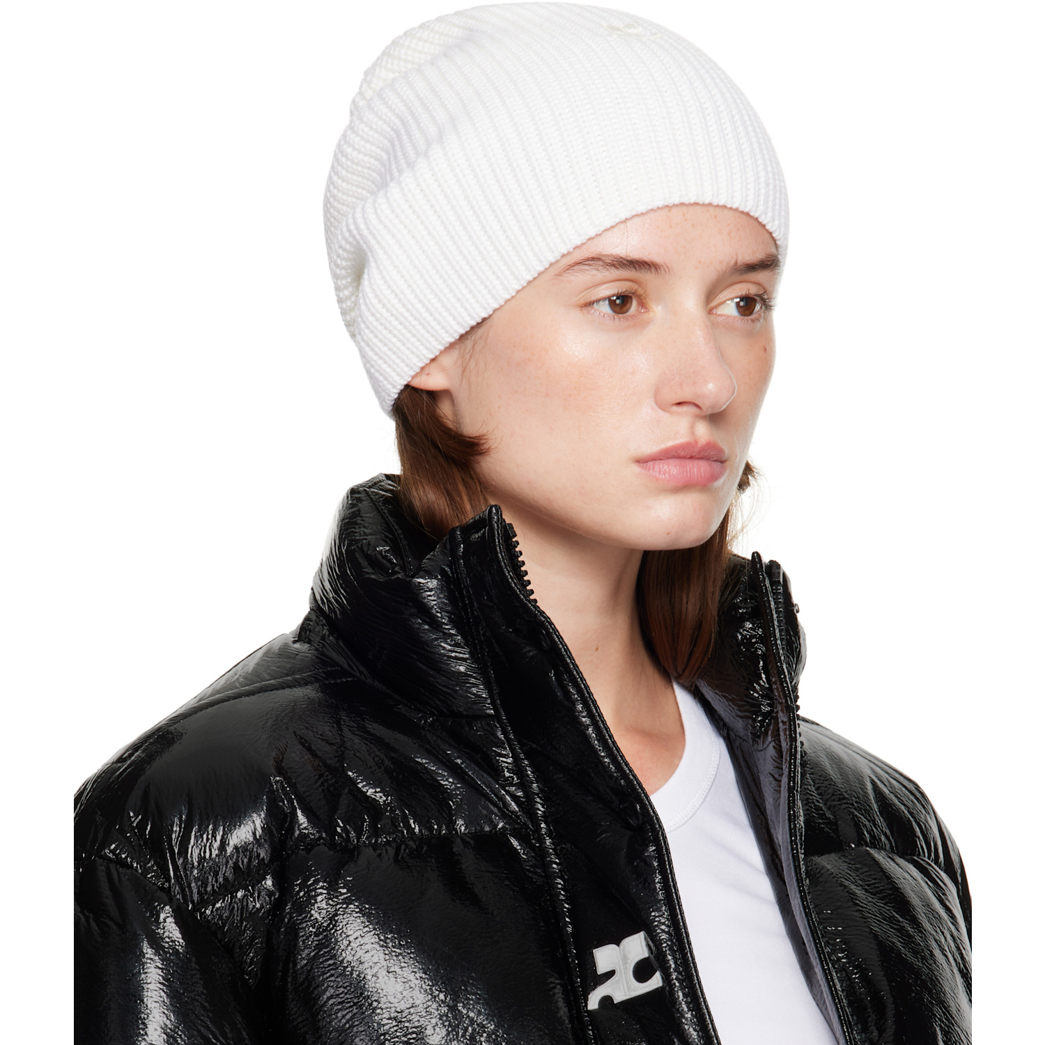  Courrèges White Ac Light Wool Beanie 