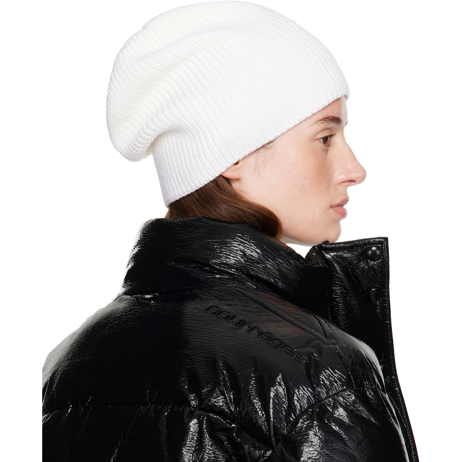  Courrèges White Ac Light Wool Beanie 