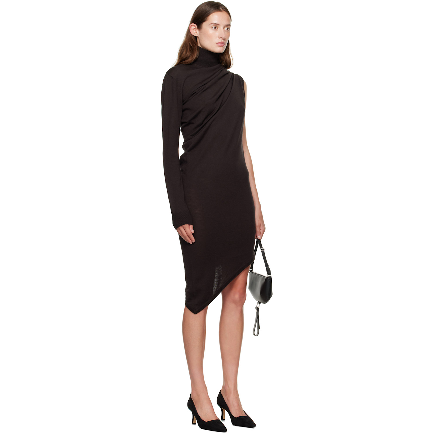  Courrèges Brown Off-shoulder Wool Minidress 