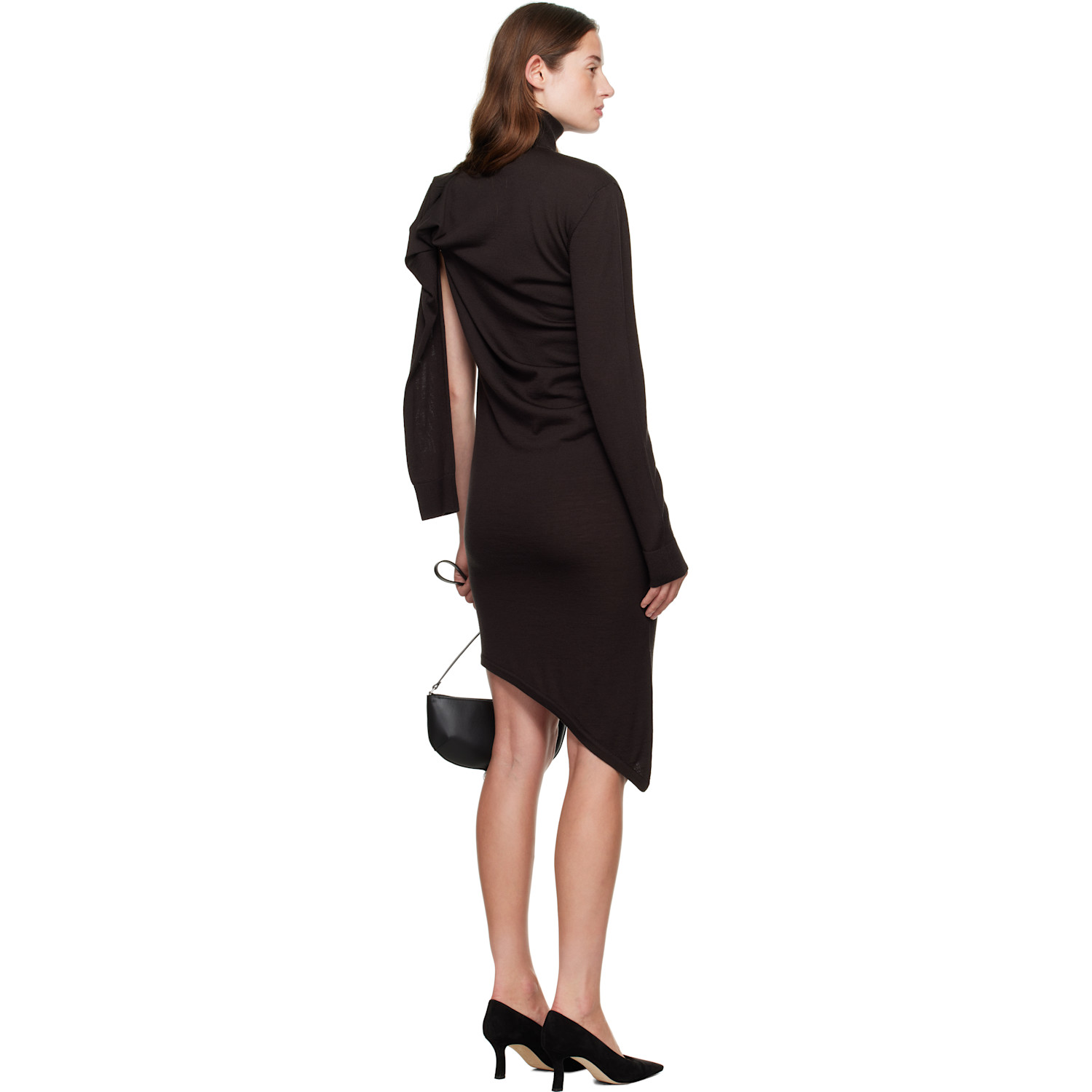  Courrèges Brown Off-shoulder Wool Minidress 