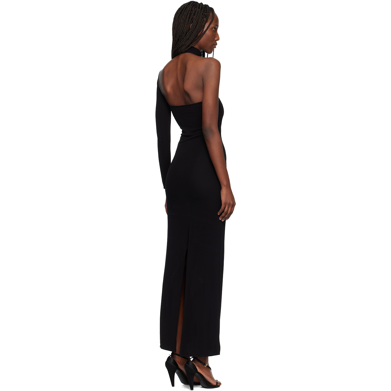  Courrèges Black Wrapped Jersey Maxi Dress 