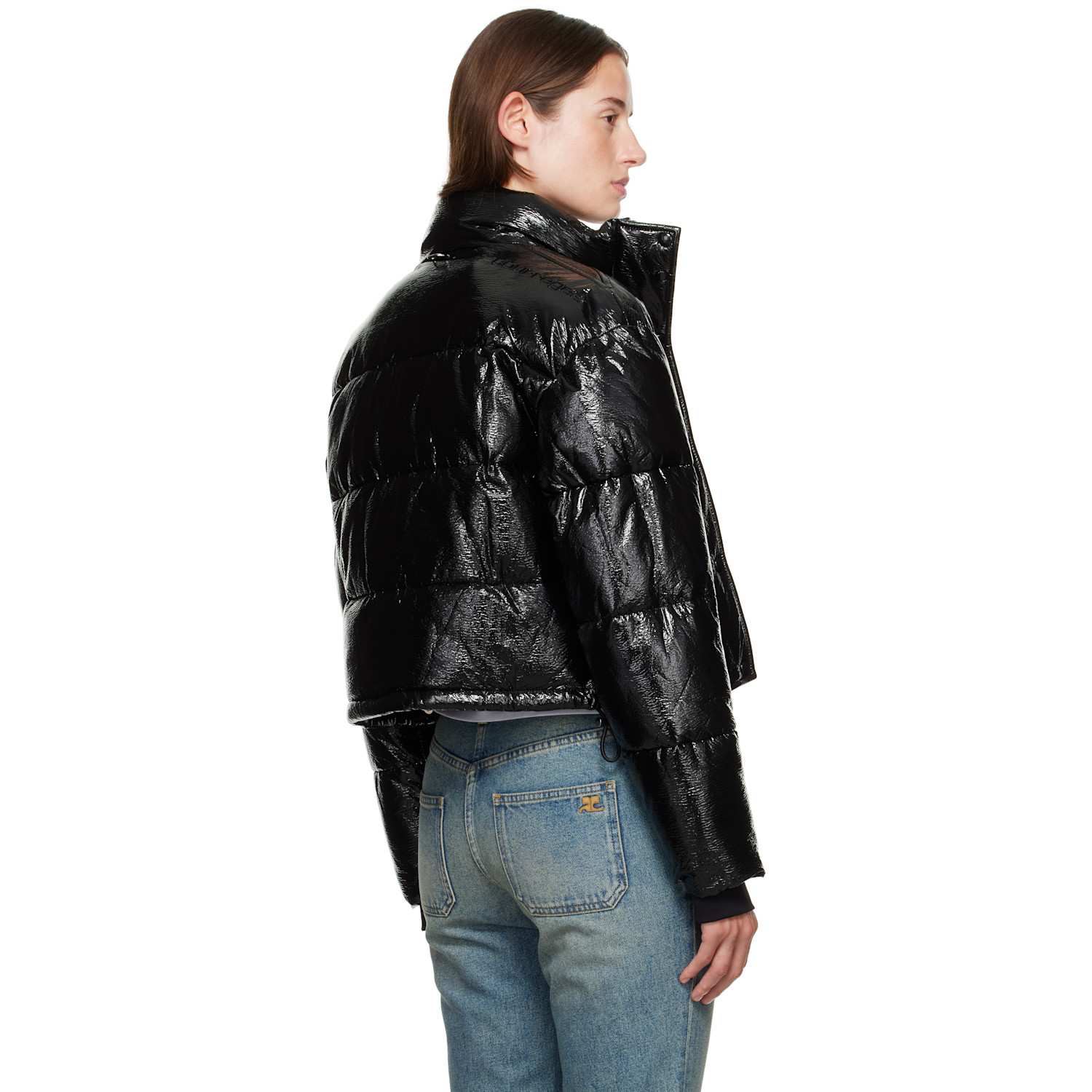  Courrèges Black Cropped Vinyl Puffer Jacket 
