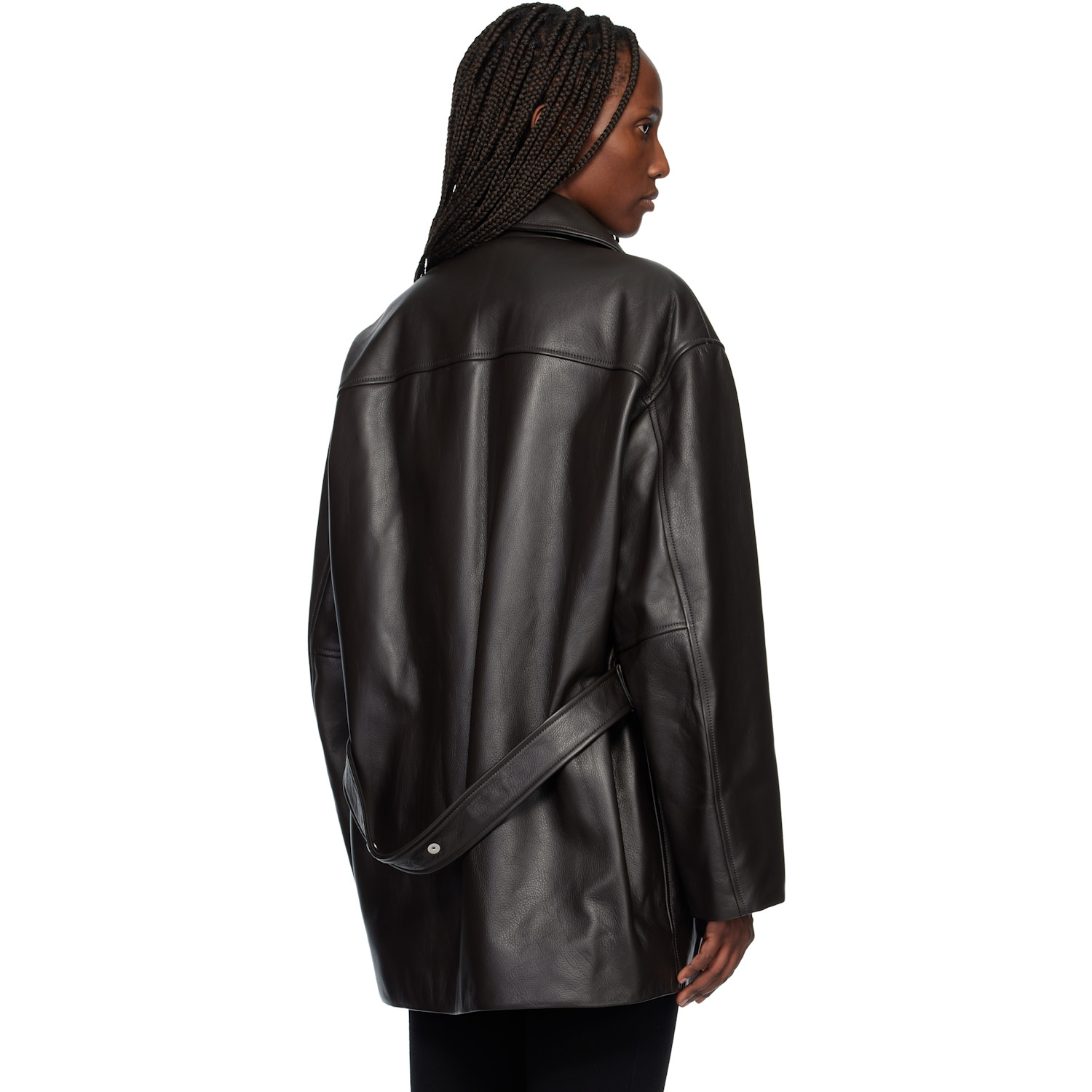  Courrèges Brown Oversized Leather Jacket 