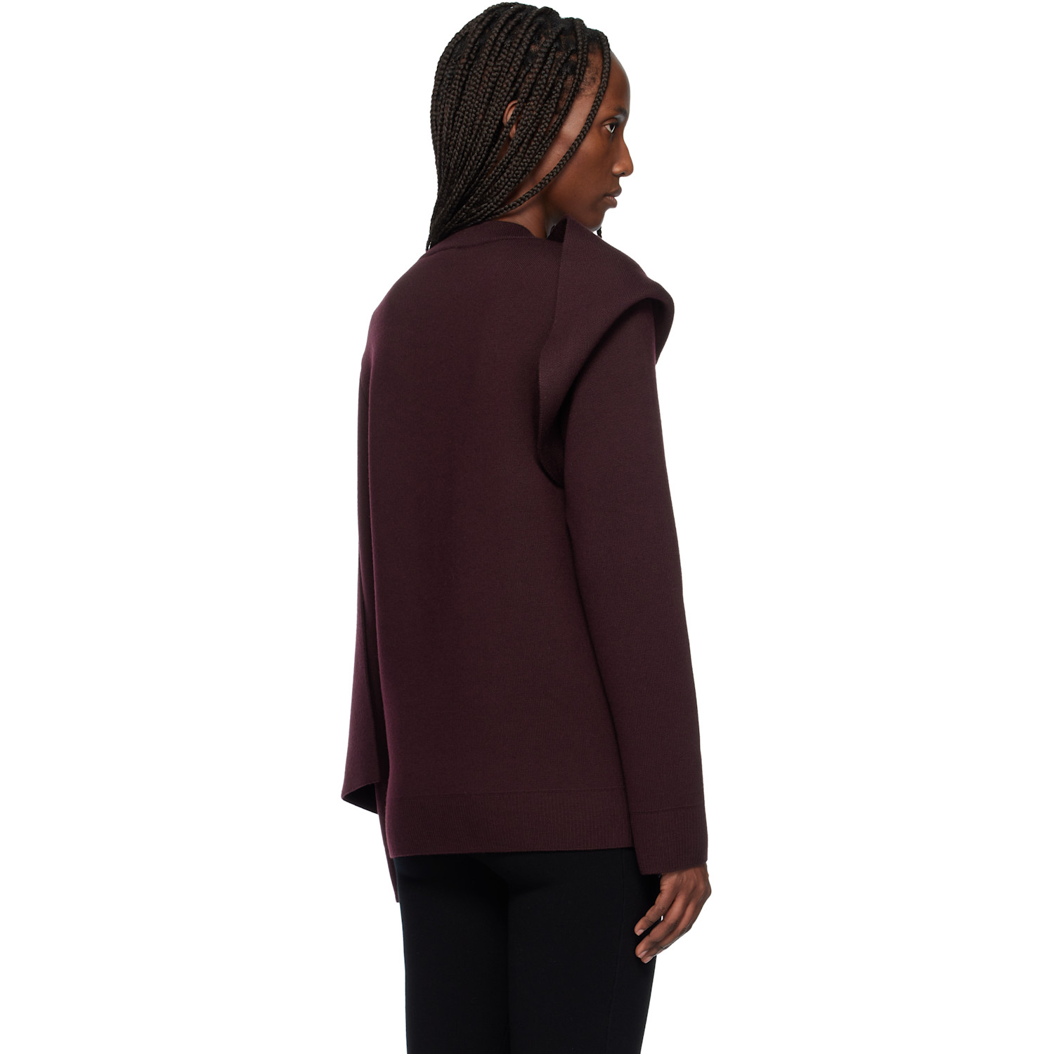  Courrèges Burgundy Scarf Oversized Wool Sweater 