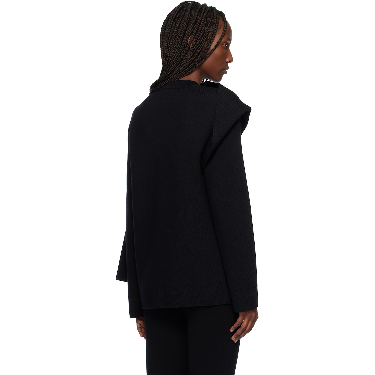  Courrèges Black Scarf Oversized Wool Sweater 
