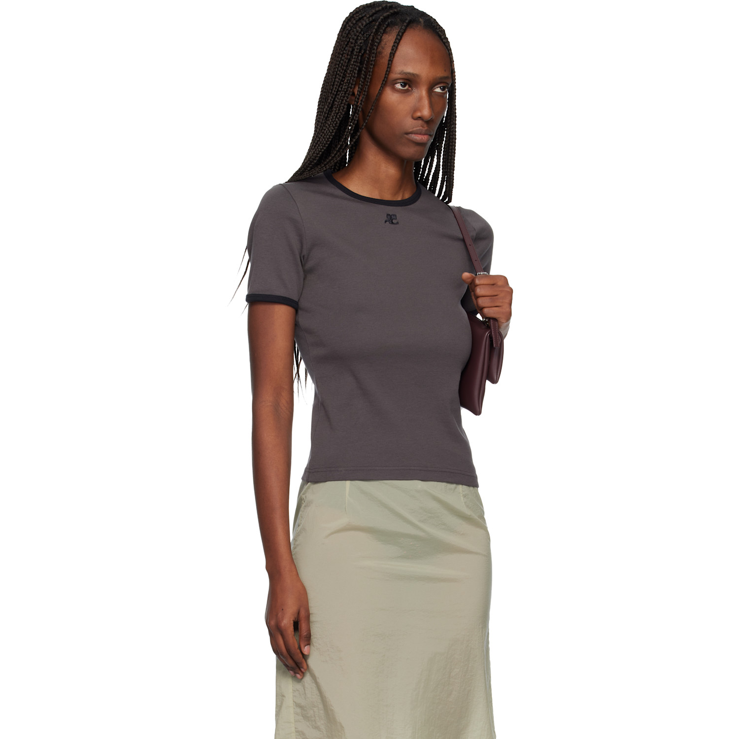  Courrèges Gray Signature Contrast T-shirt 