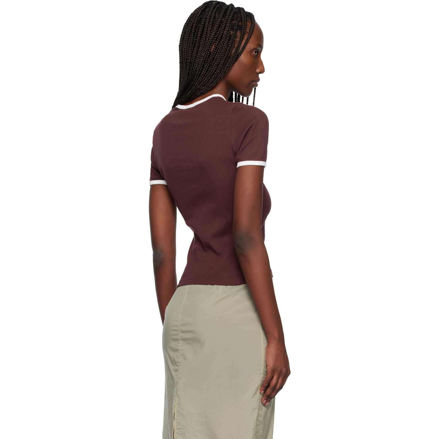  Courrèges Burgundy Signature Contrast T-shirt 