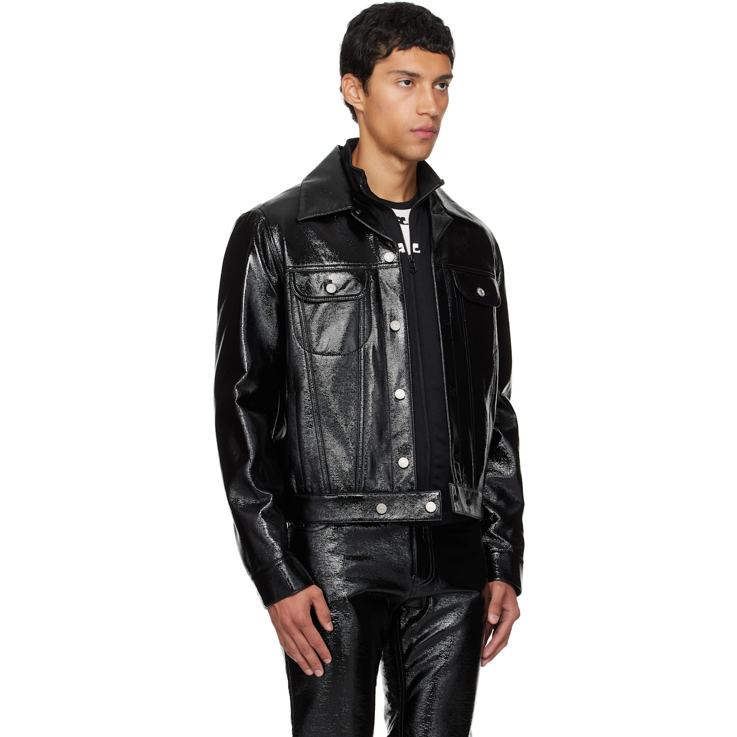  Courrèges Black Vinyl Trucker Jacket 