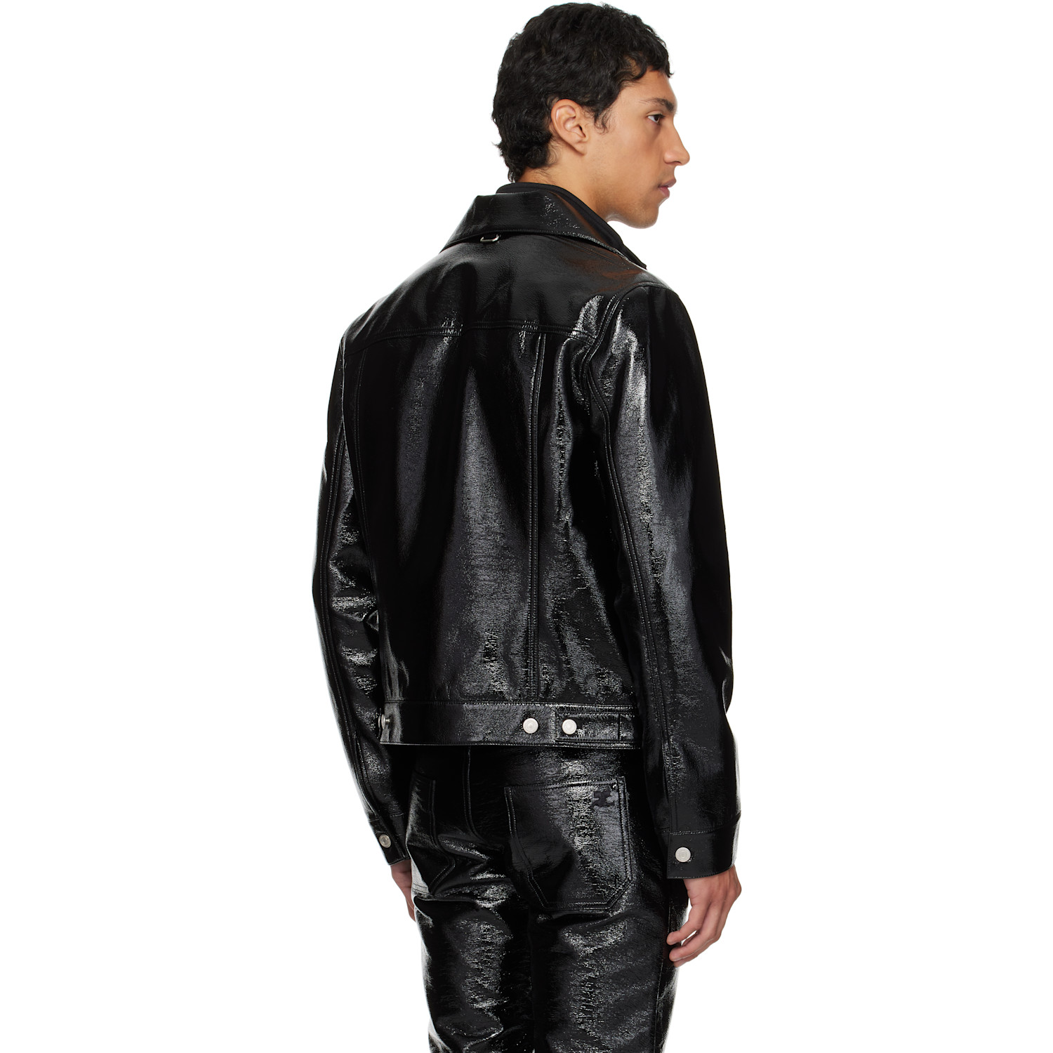  Courrèges Black Vinyl Trucker Jacket 