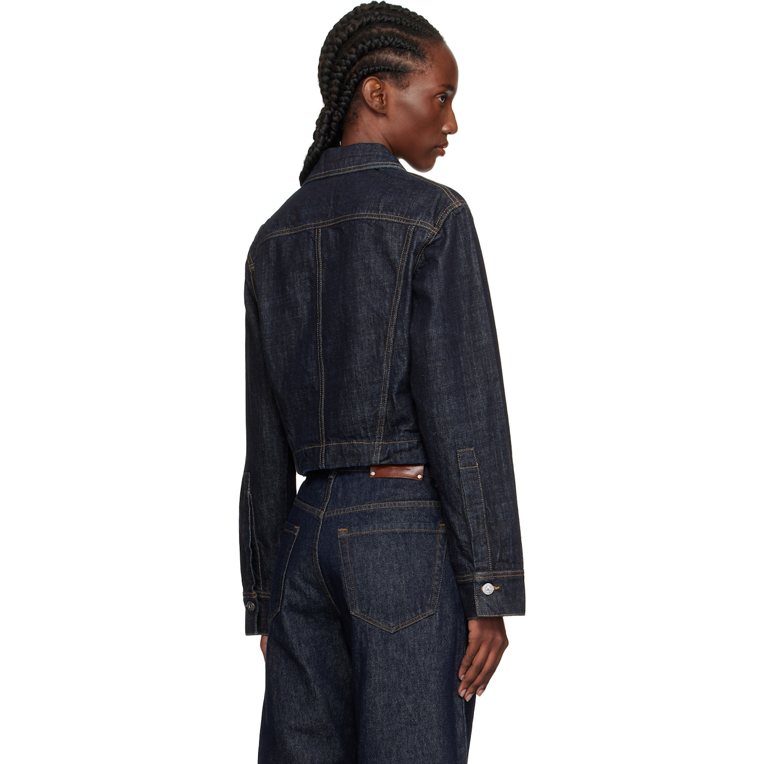  Victoria Beckham Navy Cropped Denim Jacket 