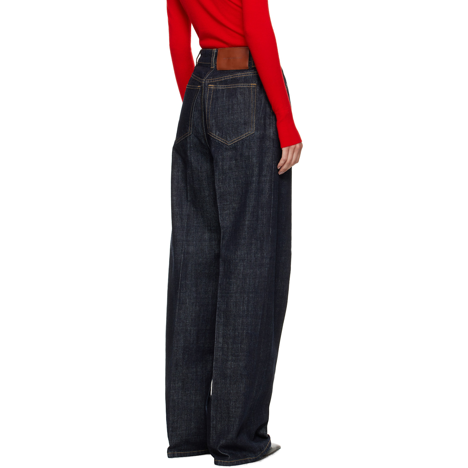  Victoria Beckham Navy High Waisted Cinched Jeans 
