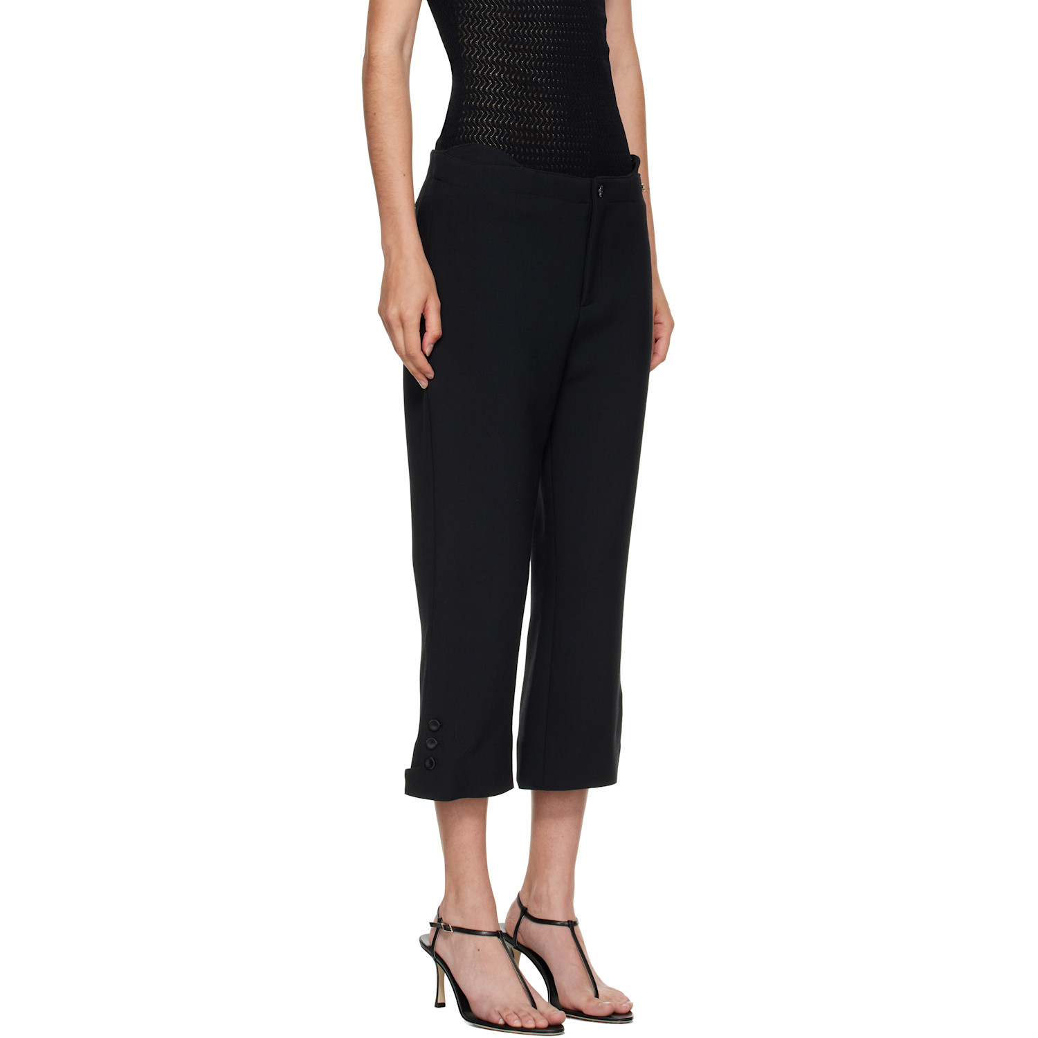  Victoria Beckham Black Tab Detail Cropped Trousers 