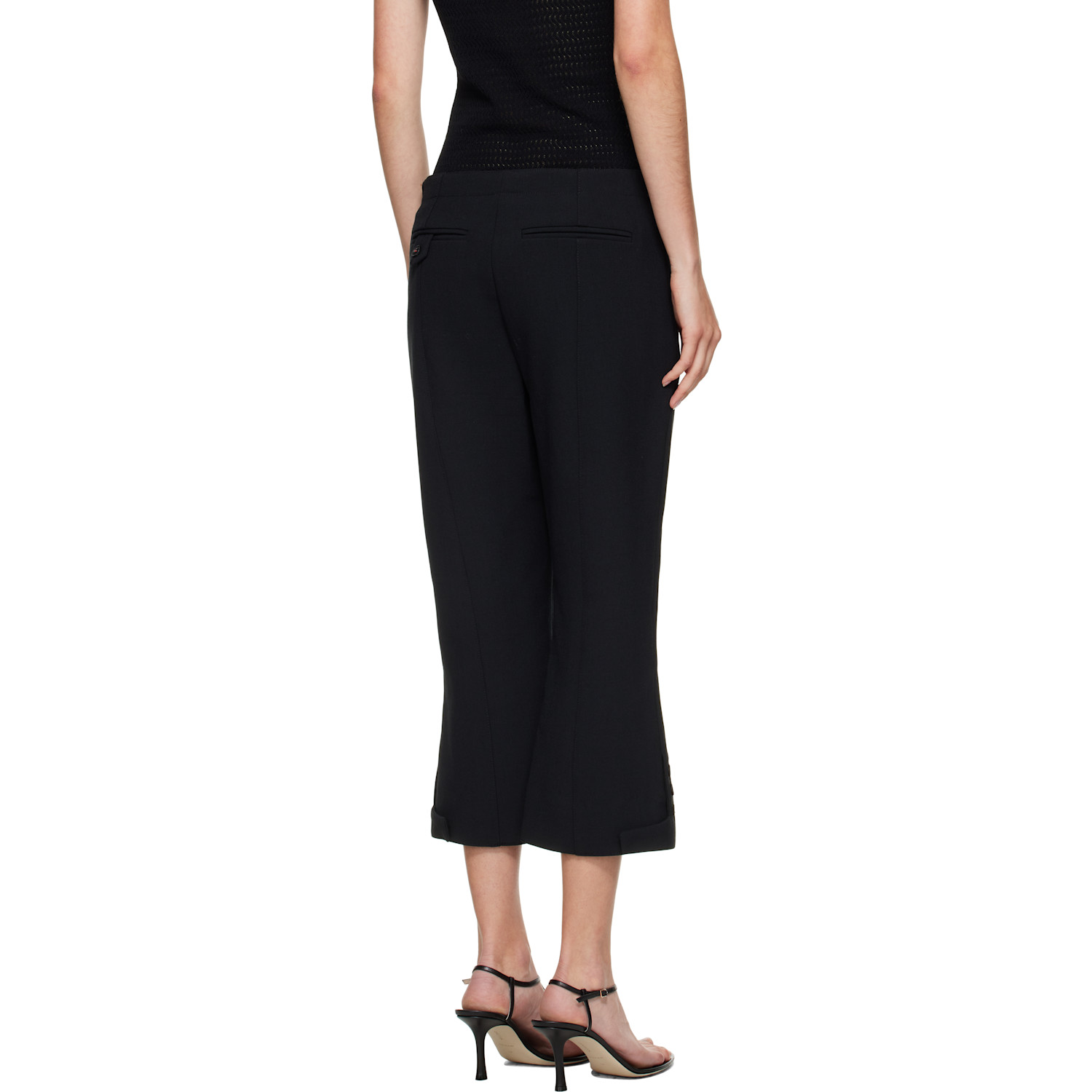 Victoria Beckham Black Tab Detail Cropped Trousers 