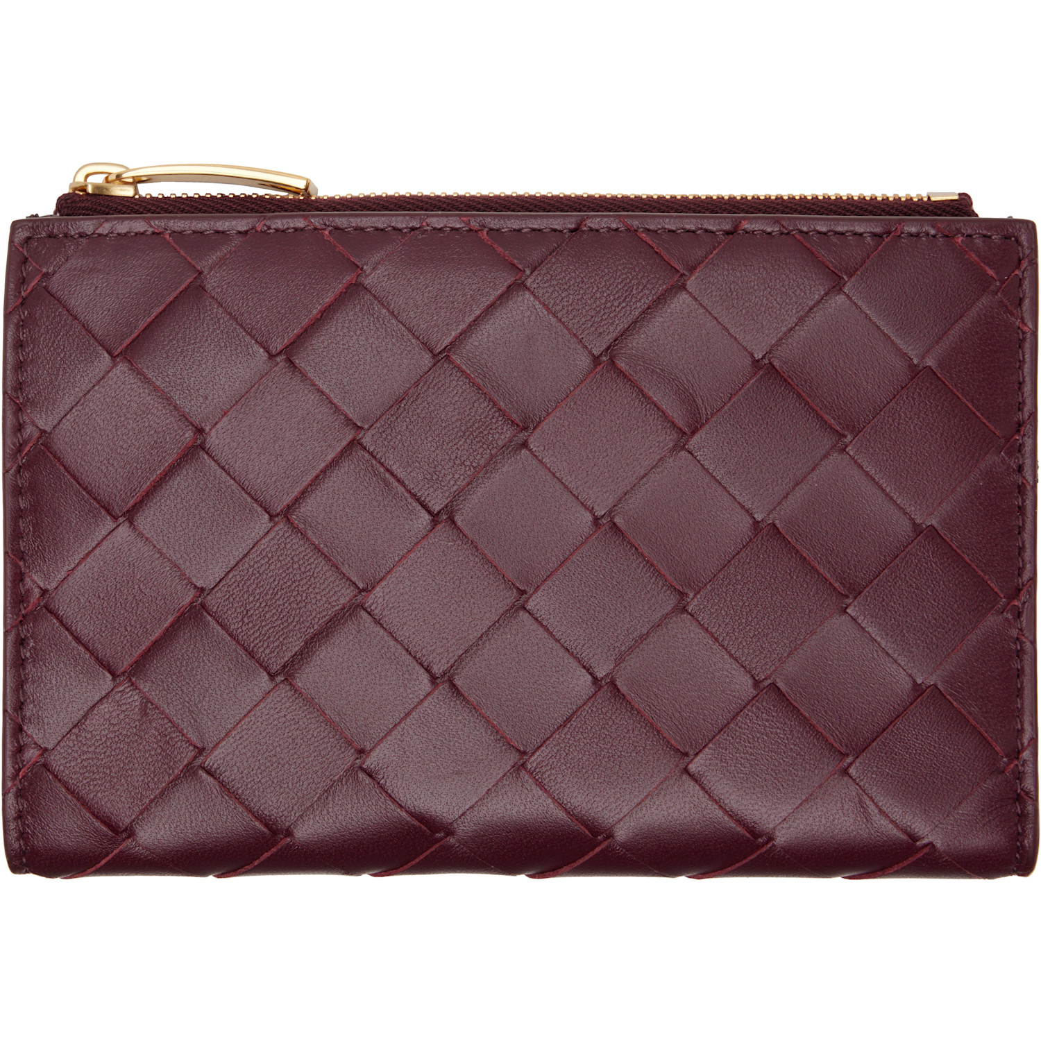Bottega Veneta Burgundy Intrecciato Medium Bi-Fold Wallet