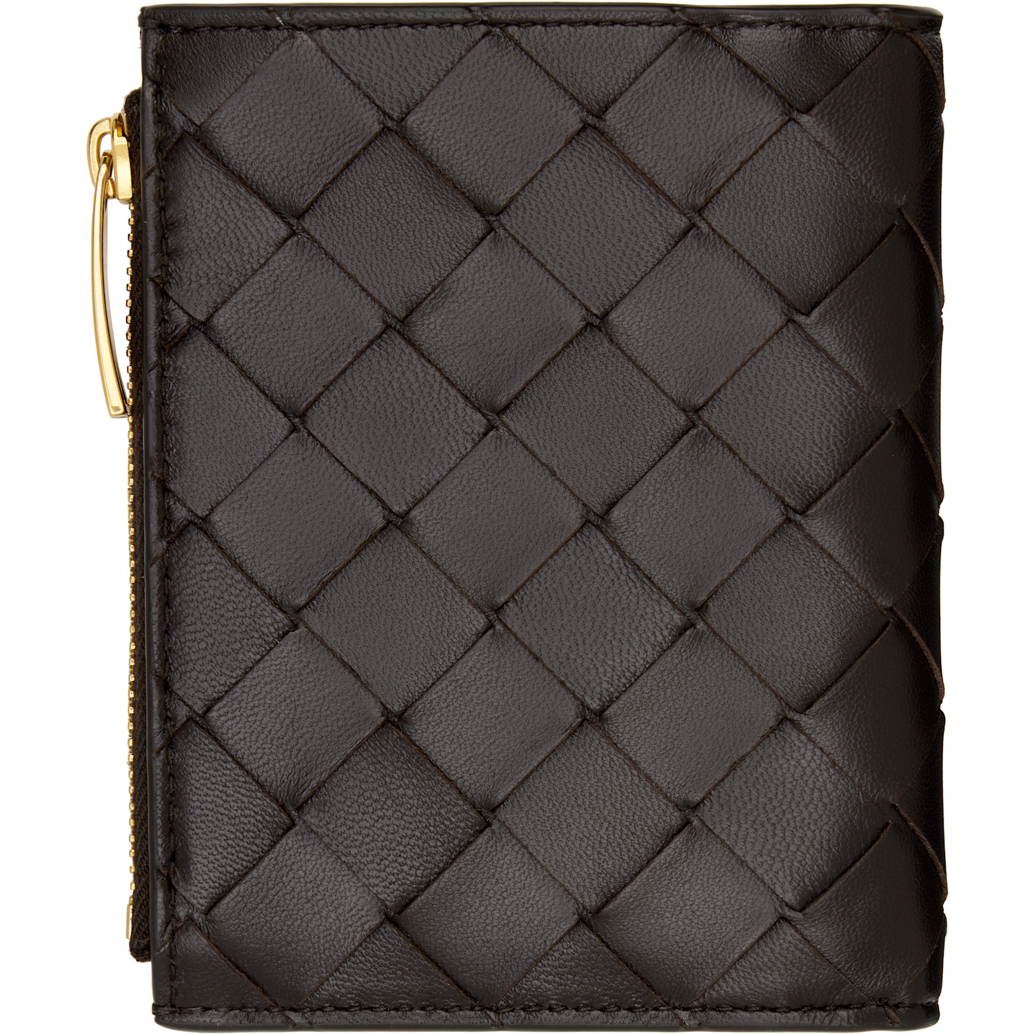  Bottega Veneta Brown Intrecciato Small Bi-fold Wallet 