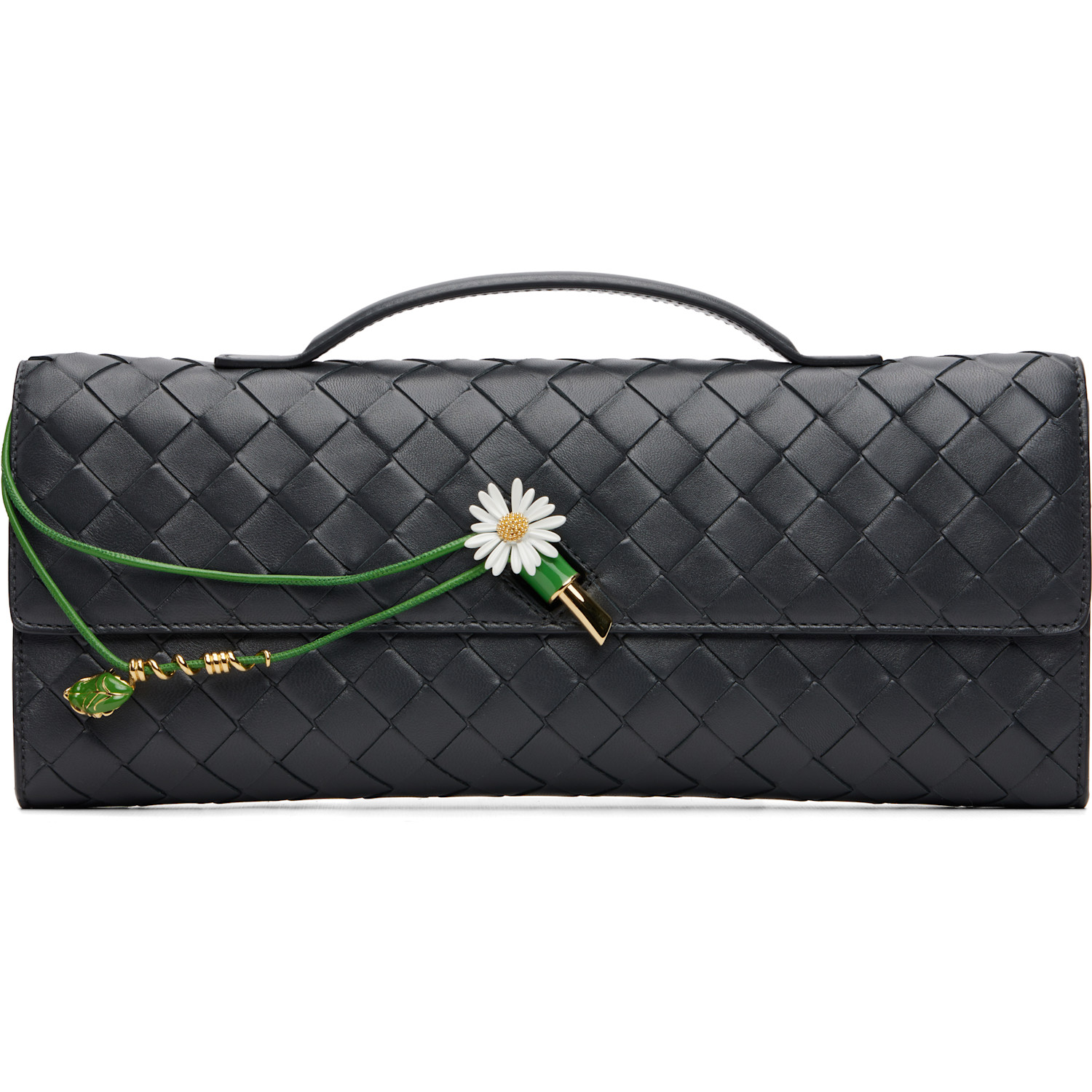 Bottega Veneta Navy Daisy Closure Andiamo Clutch