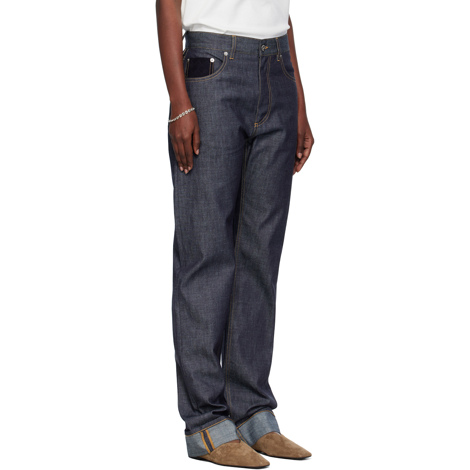  Bottega Veneta Navy Straight Jeans 