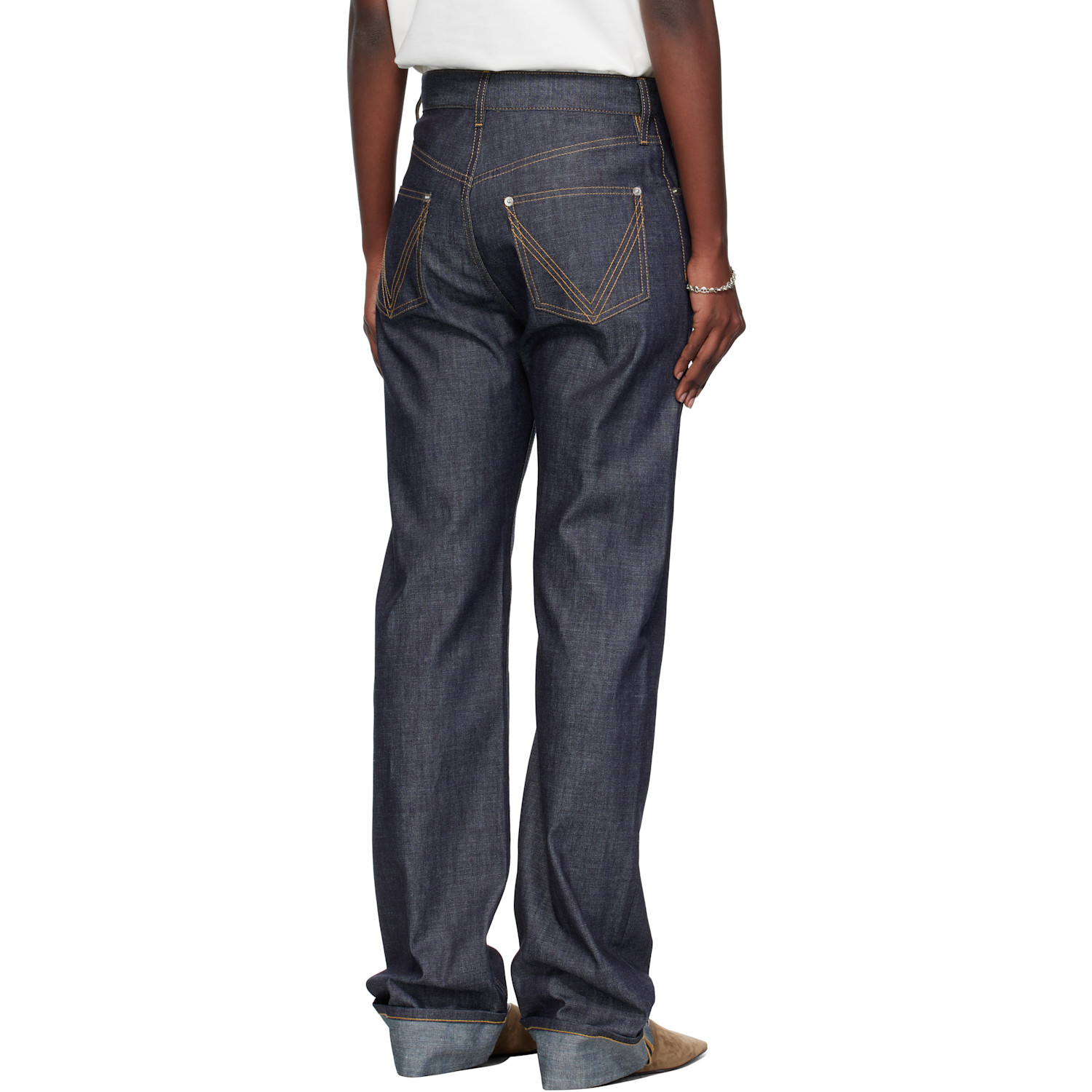  Bottega Veneta Navy Straight Jeans 