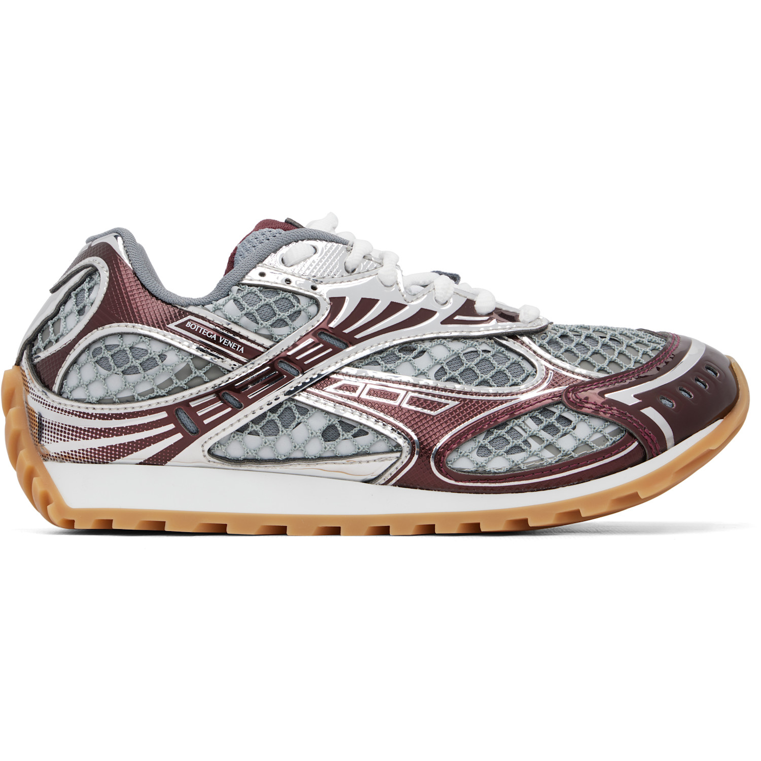 Bottega Veneta Burgundy & Silver Orbit Sneakers