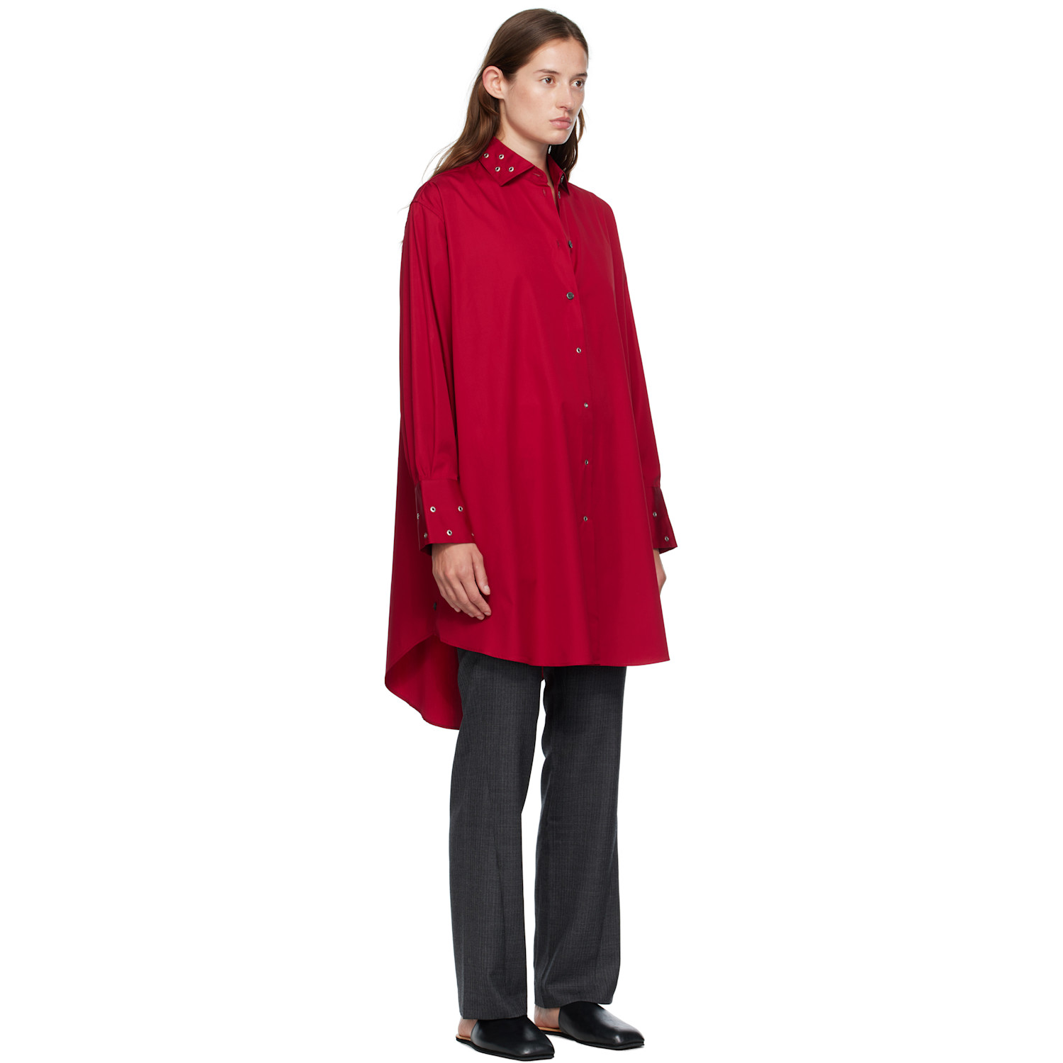  Our Legacy Red Frock Shirt Midi Dress 