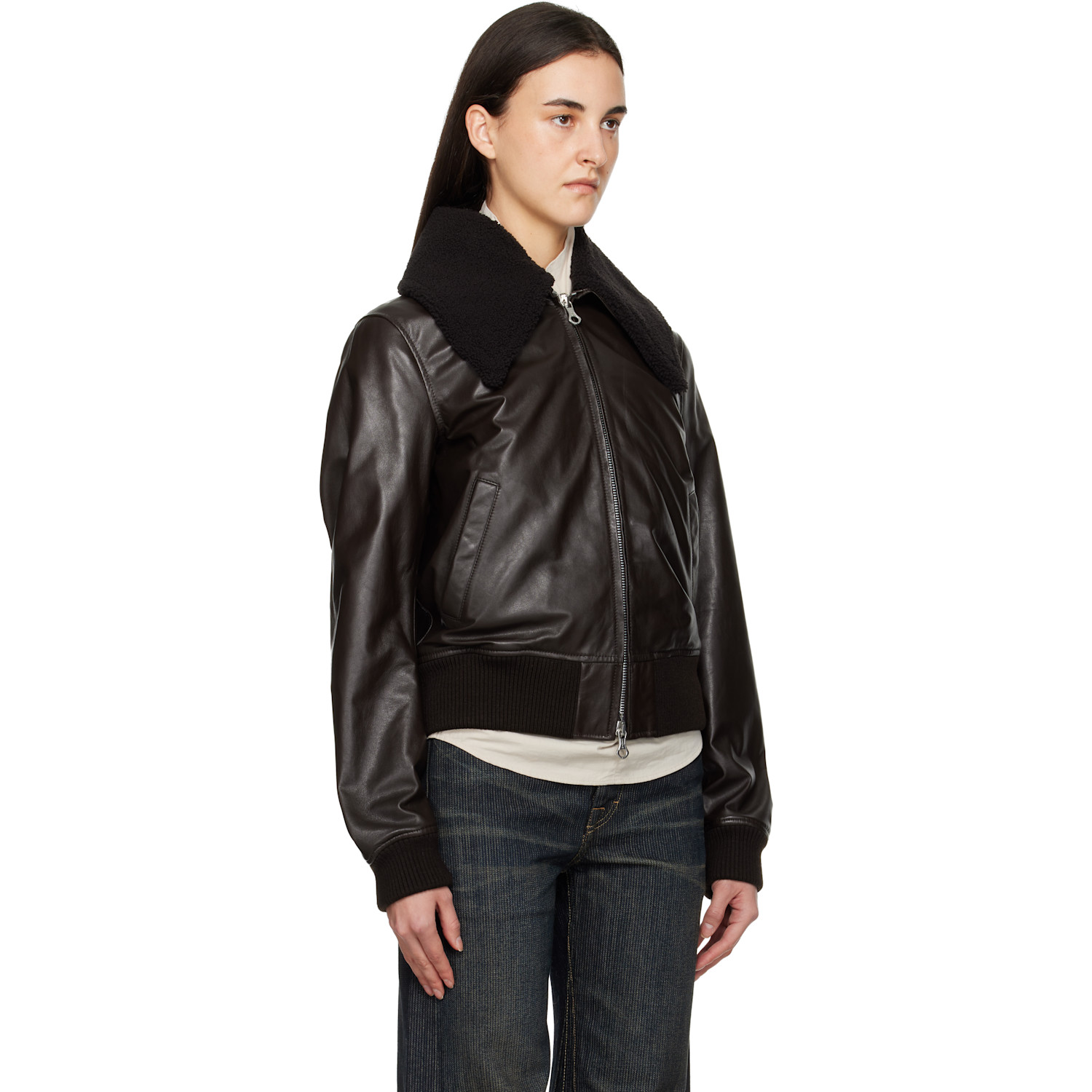  Our Legacy Brown Pharos Leather Bomber Jacket 