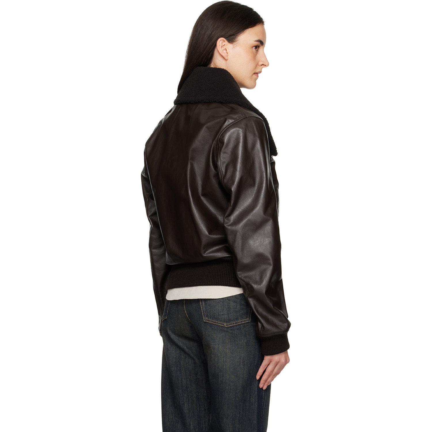  Our Legacy Brown Pharos Leather Bomber Jacket 