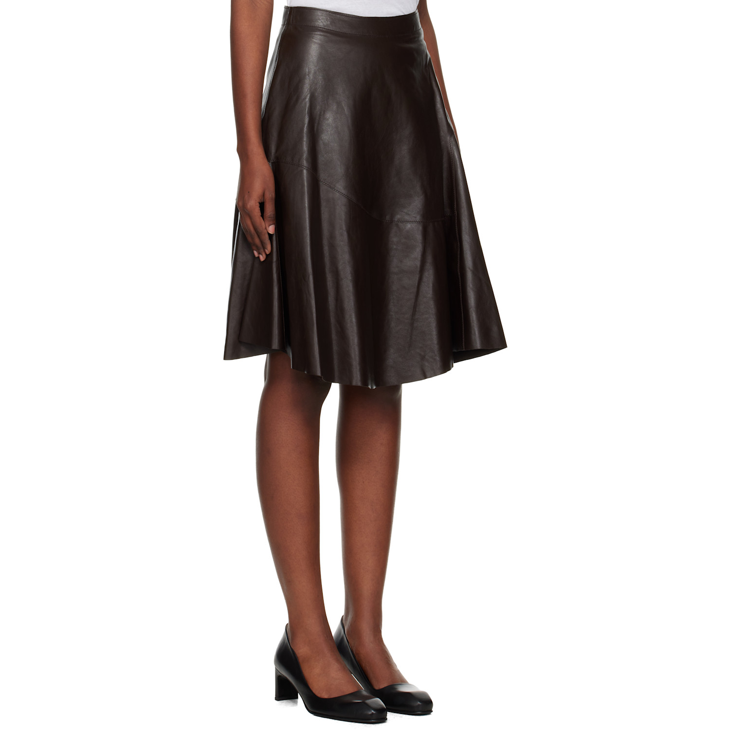  Our Legacy Brown Waltz Leather Midi Skirt 