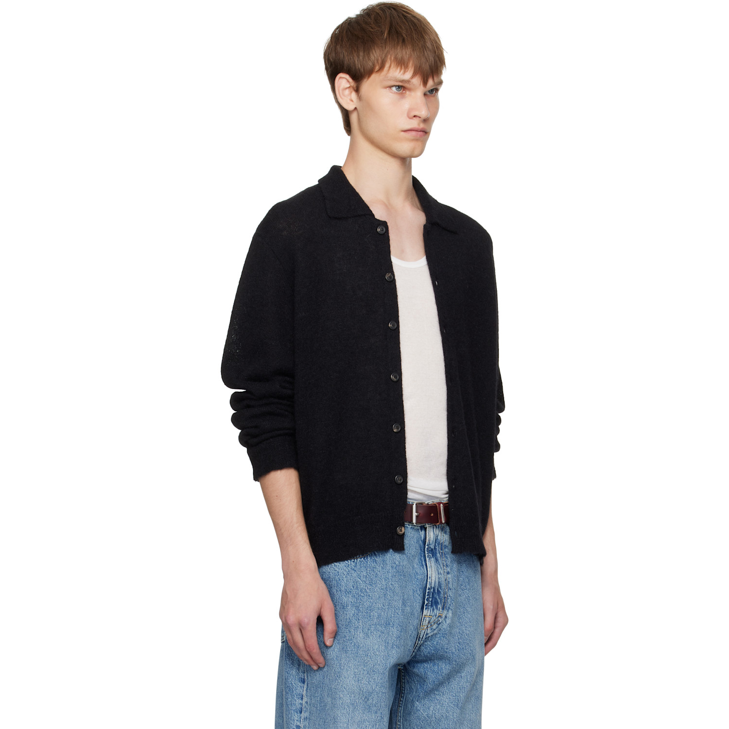  Our Legacy Black Evening Polo Cardigan 