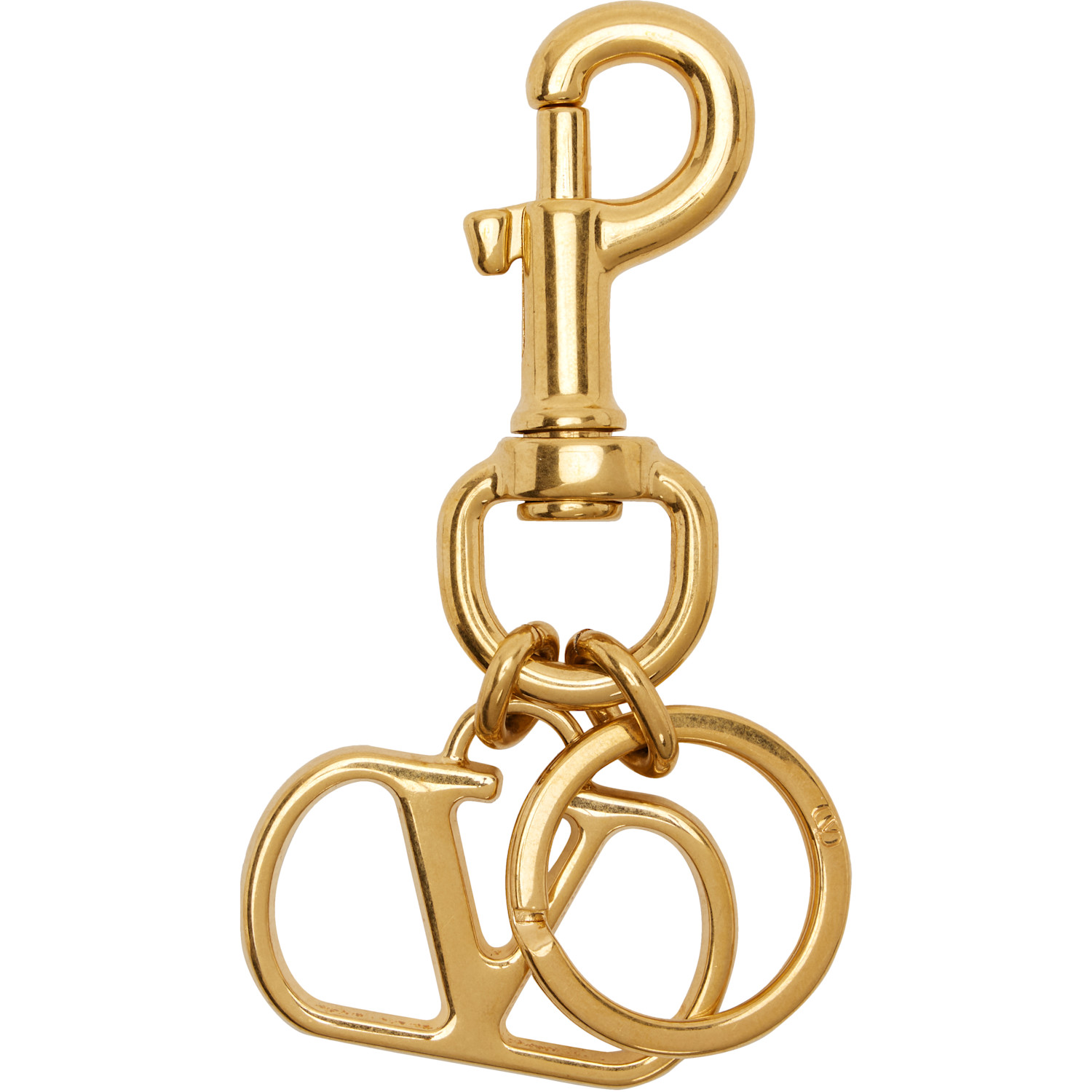  Valentino Garavani Gold Vlogo Signature Bag Charm Keychain 