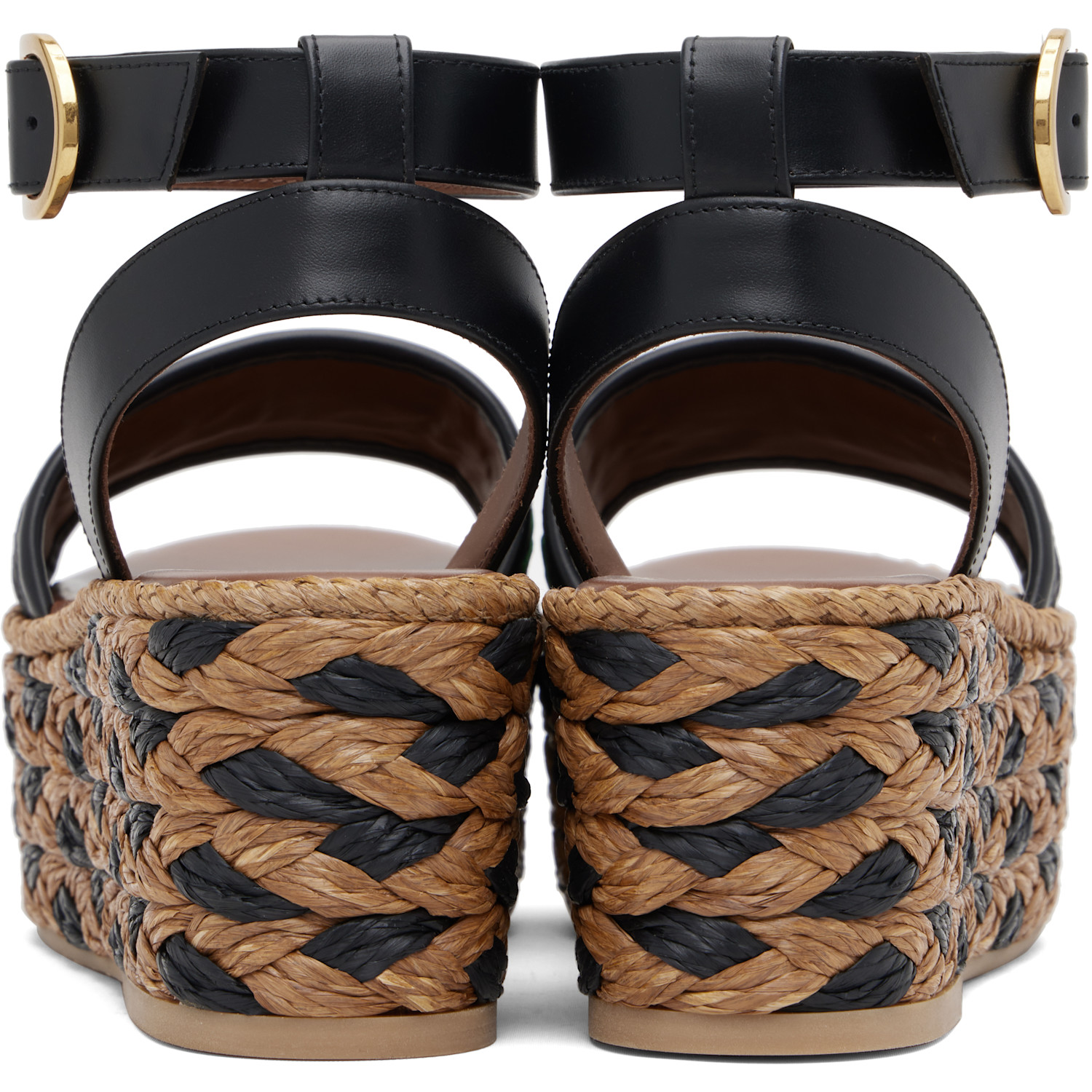  Valentino Garavani Black & Brown Espadrillas Sandals 
