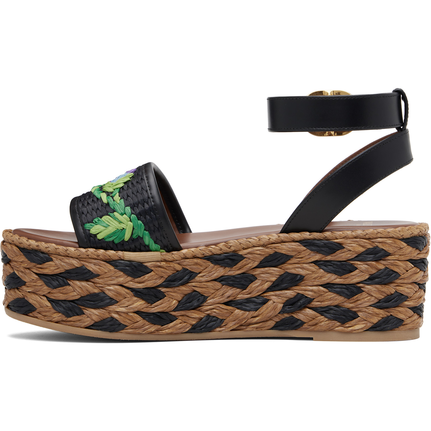  Valentino Garavani Black & Brown Espadrillas Sandals 