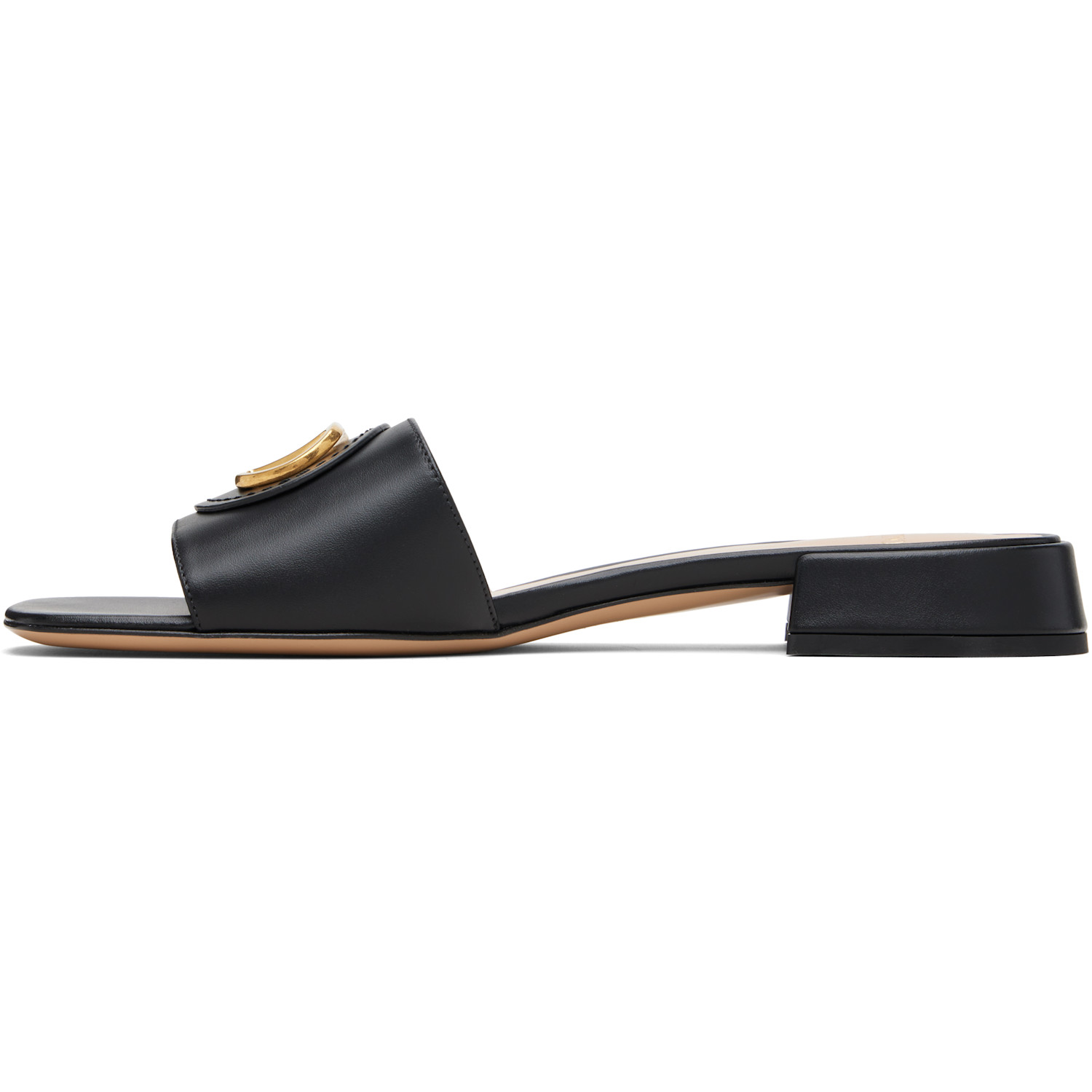  Valentino Garavani Black Vlogo Signature Slide Sandals 