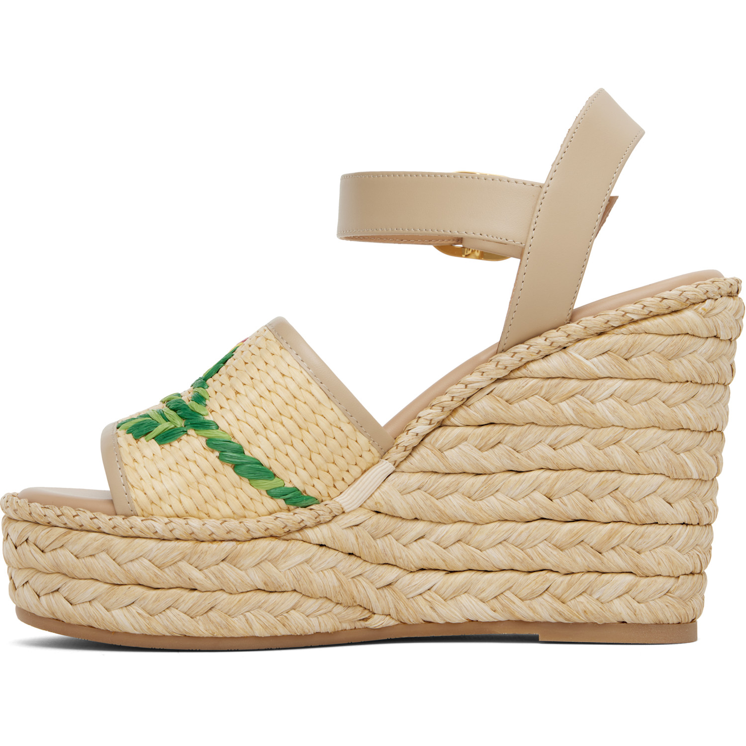  Valentino Garavani Beige Wedge Espadrillas Sandals 