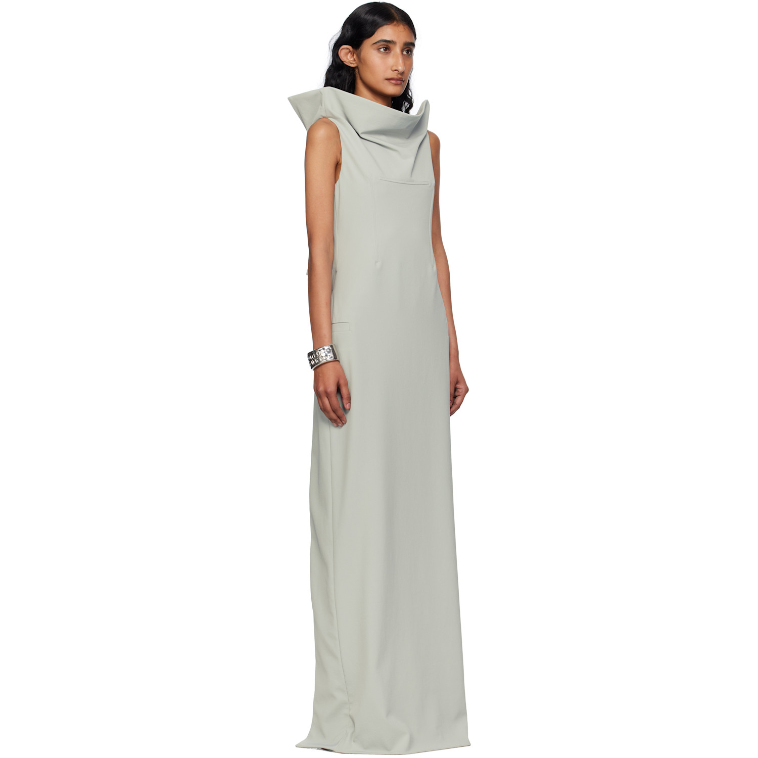 Jean Paul Gaultier Gray Backless Belt Maxi Dress 