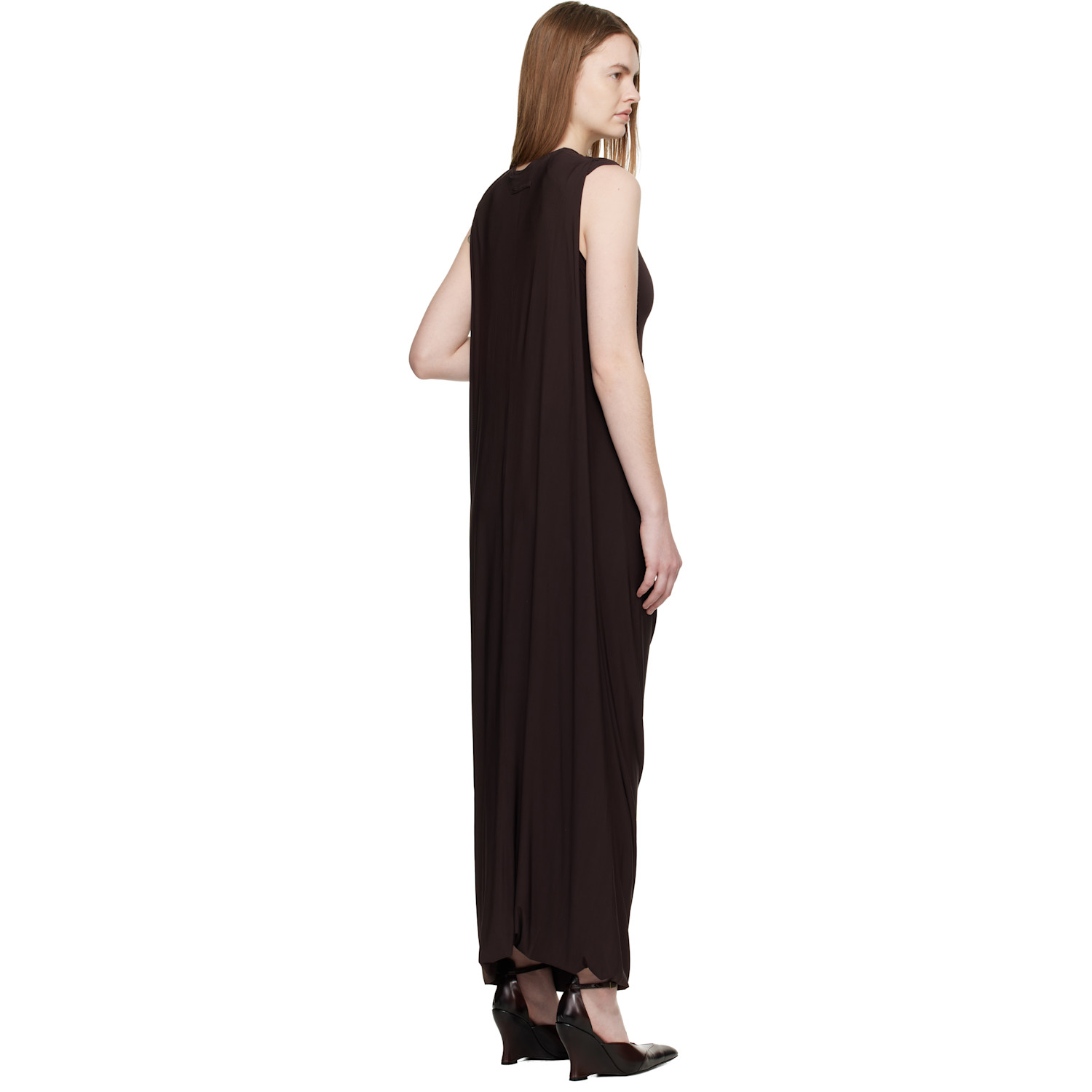  Jean Paul Gaultier Brown Double Layer Draped Maxi Dress 