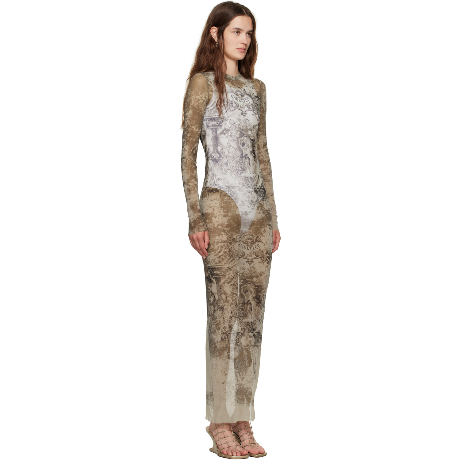  Jean Paul Gaultier Beige 'the Long Médaillon' Maxi Dress 