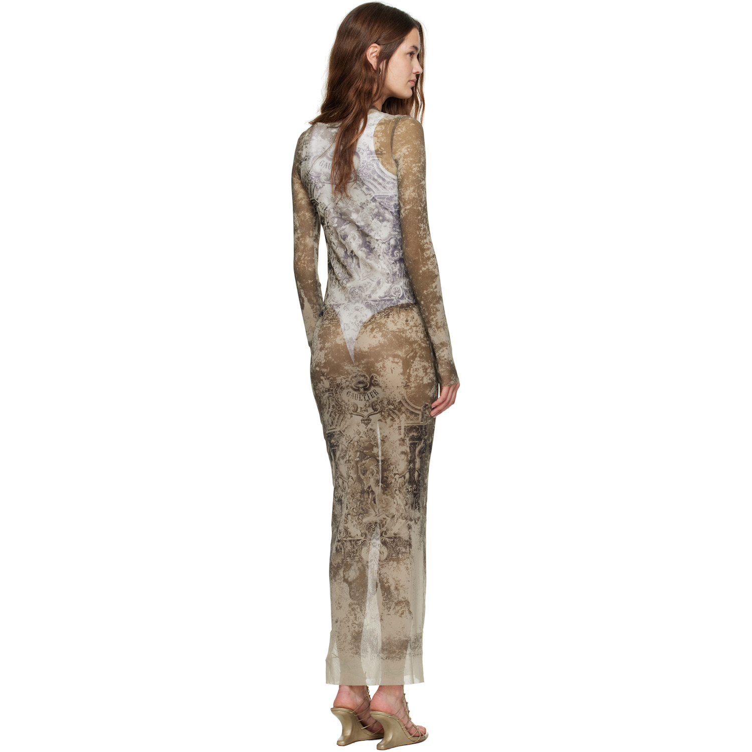  Jean Paul Gaultier Beige 'the Long Médaillon' Maxi Dress 