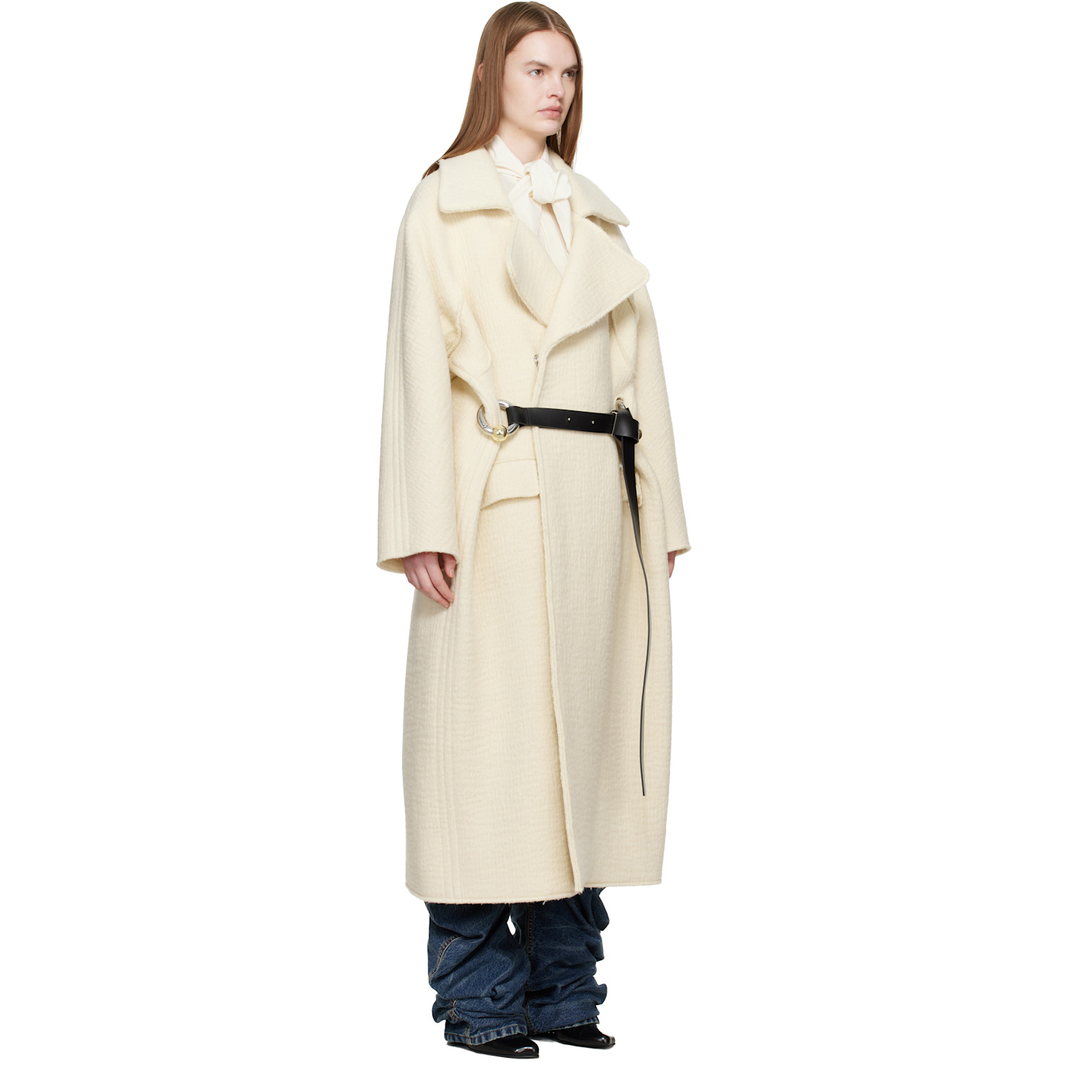  Jean Paul Gaultier Manteau Long Blanc Cassé 