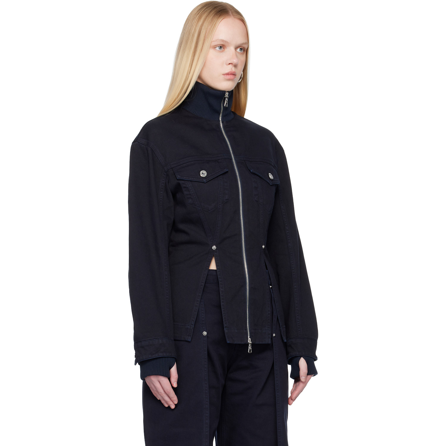  Jean Paul Gaultier Navy 'the Slit' Denim Jacket 