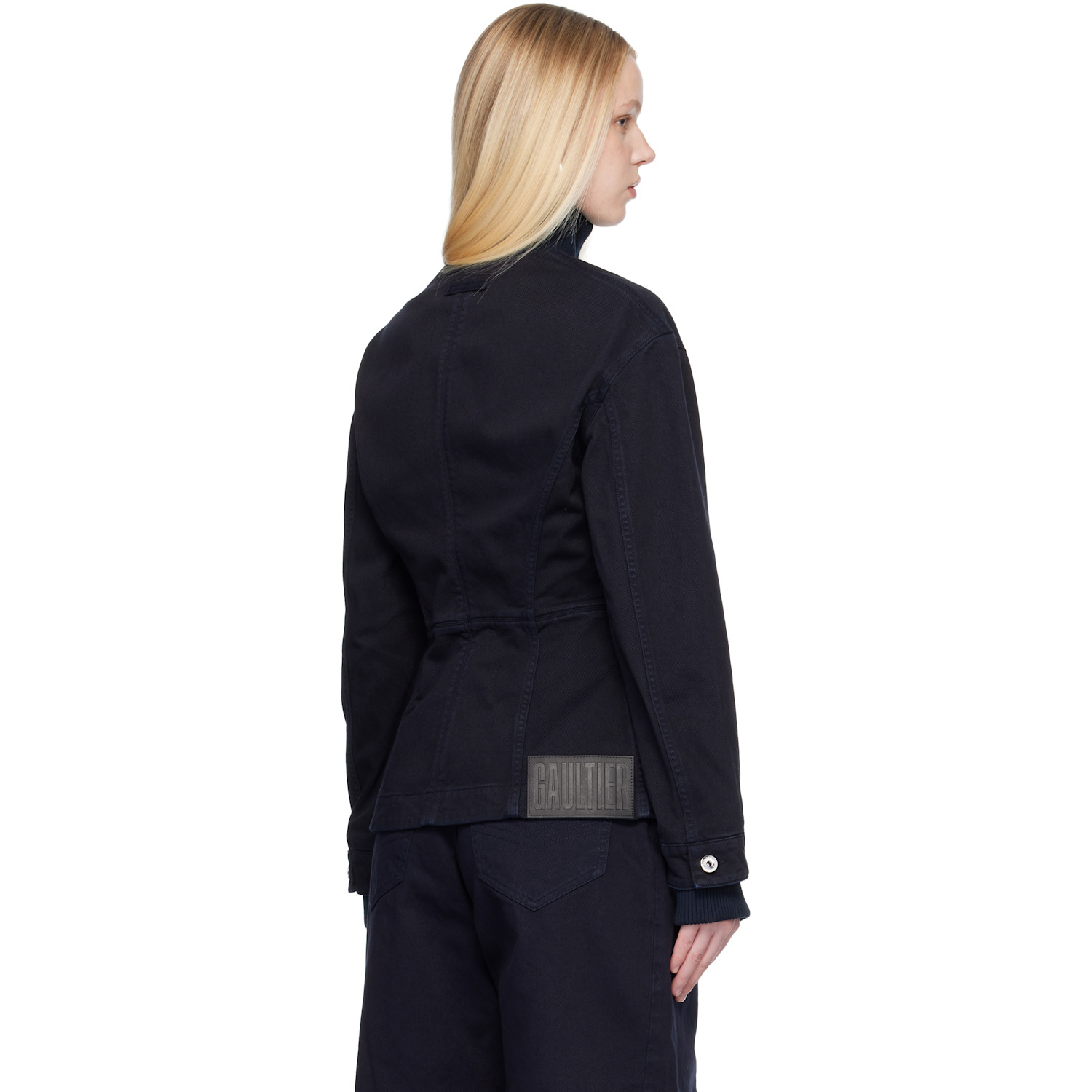  Jean Paul Gaultier Navy 'the Slit' Denim Jacket 