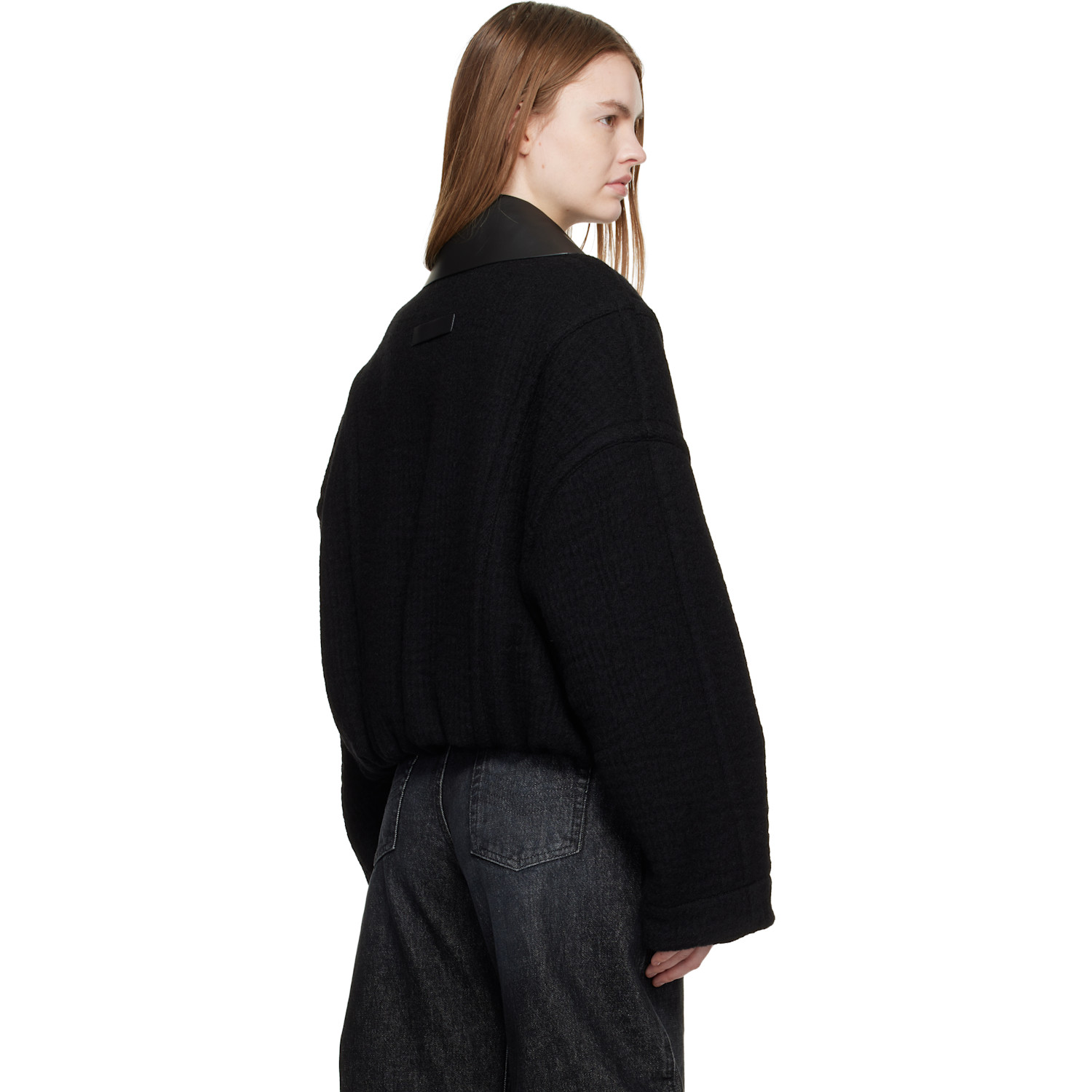  Jean Paul Gaultier Black Heavy Wool Bomber Jacket 