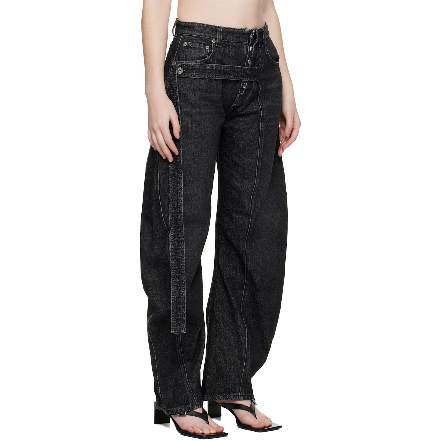  Jean Paul Gaultier Black 'the Denim Strap' Jeans 