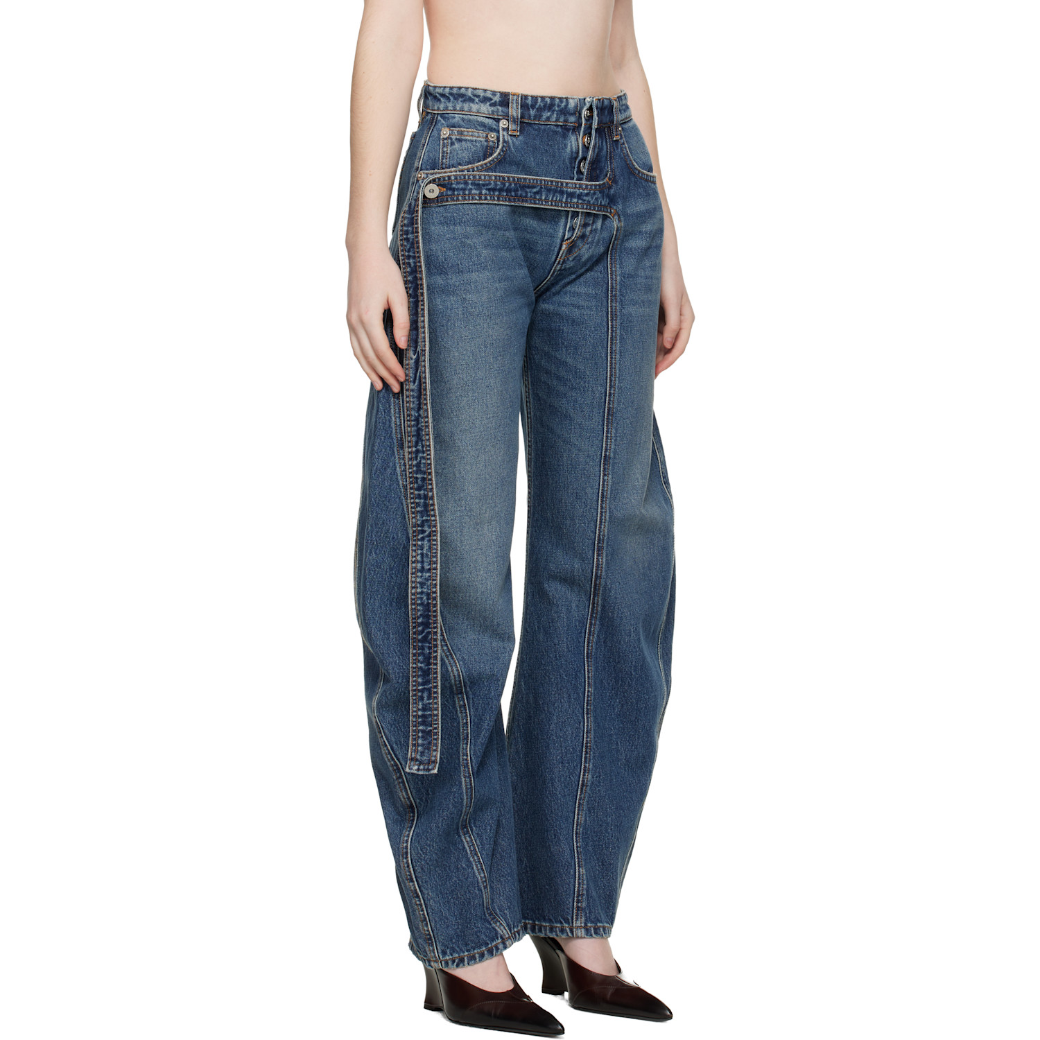  Jean Paul Gaultier Blue 'the Denim Strap' Jeans 