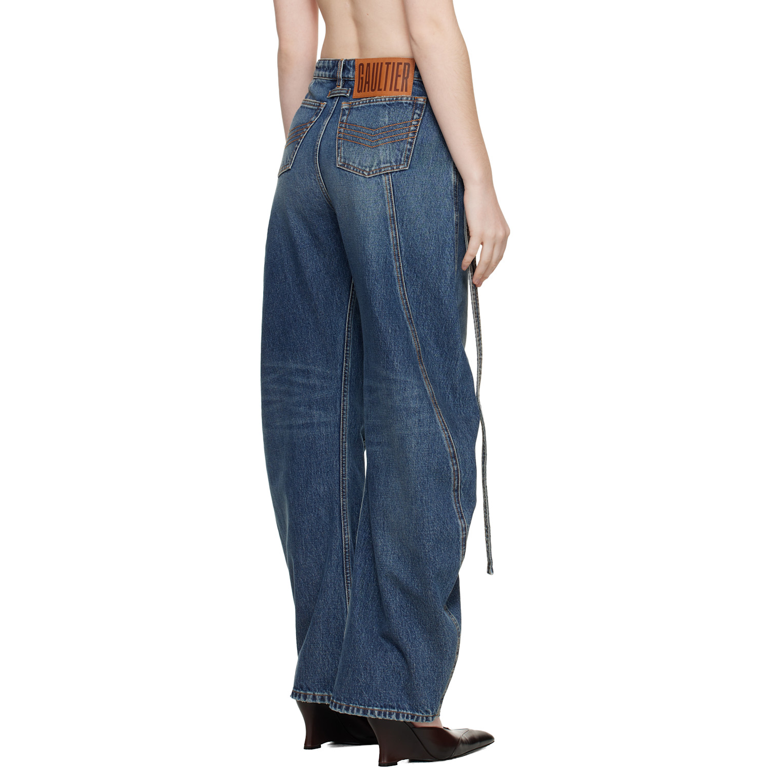  Jean Paul Gaultier Blue 'the Denim Strap' Jeans 