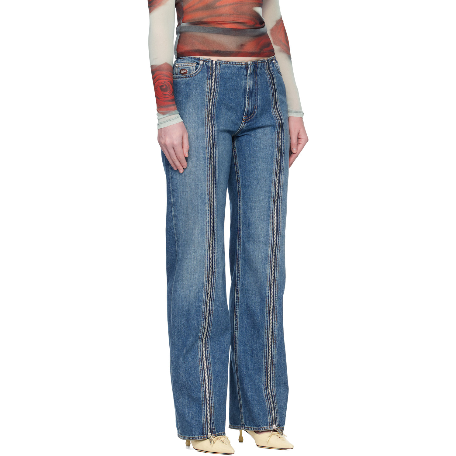  Jean Paul Gaultier Blue 'the Zipped' Jeans 