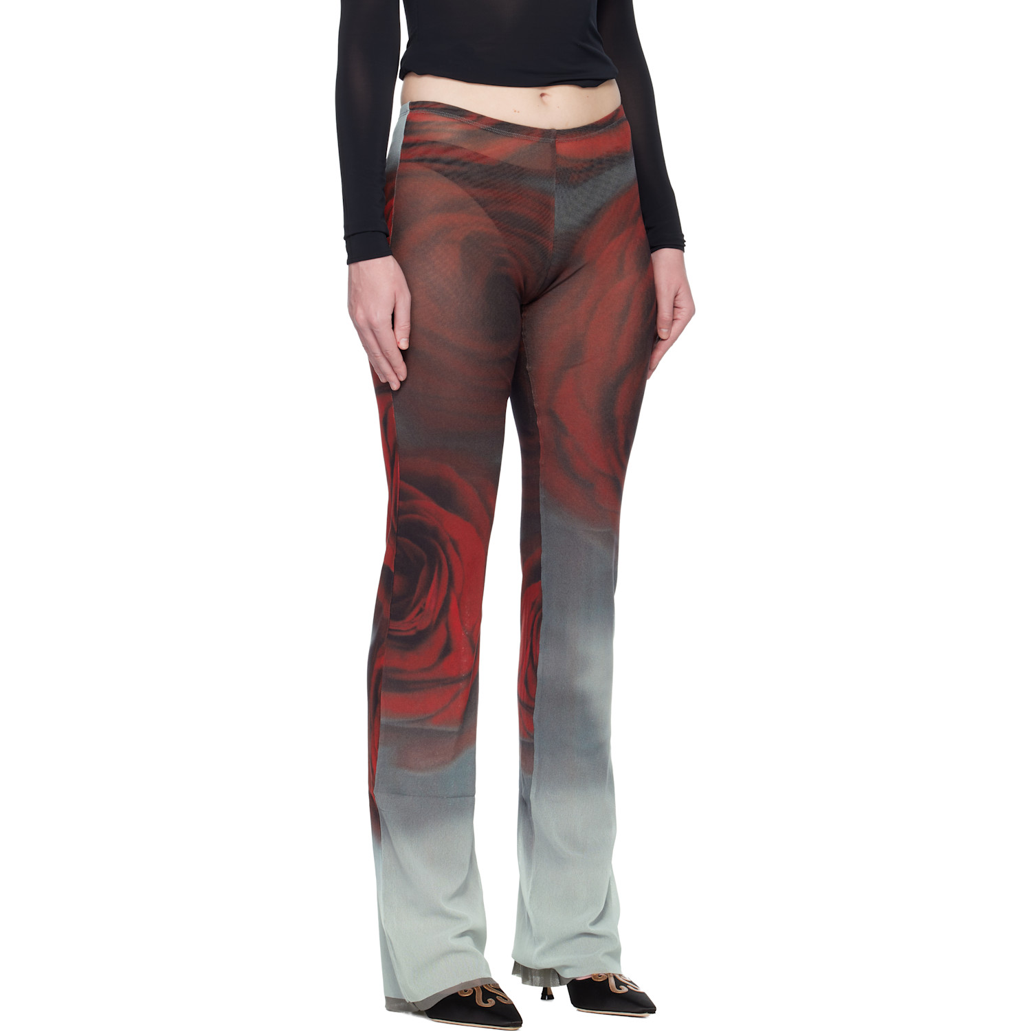  Jean Paul Gaultier Red 'the Blurry Roses' Lounge Pants 