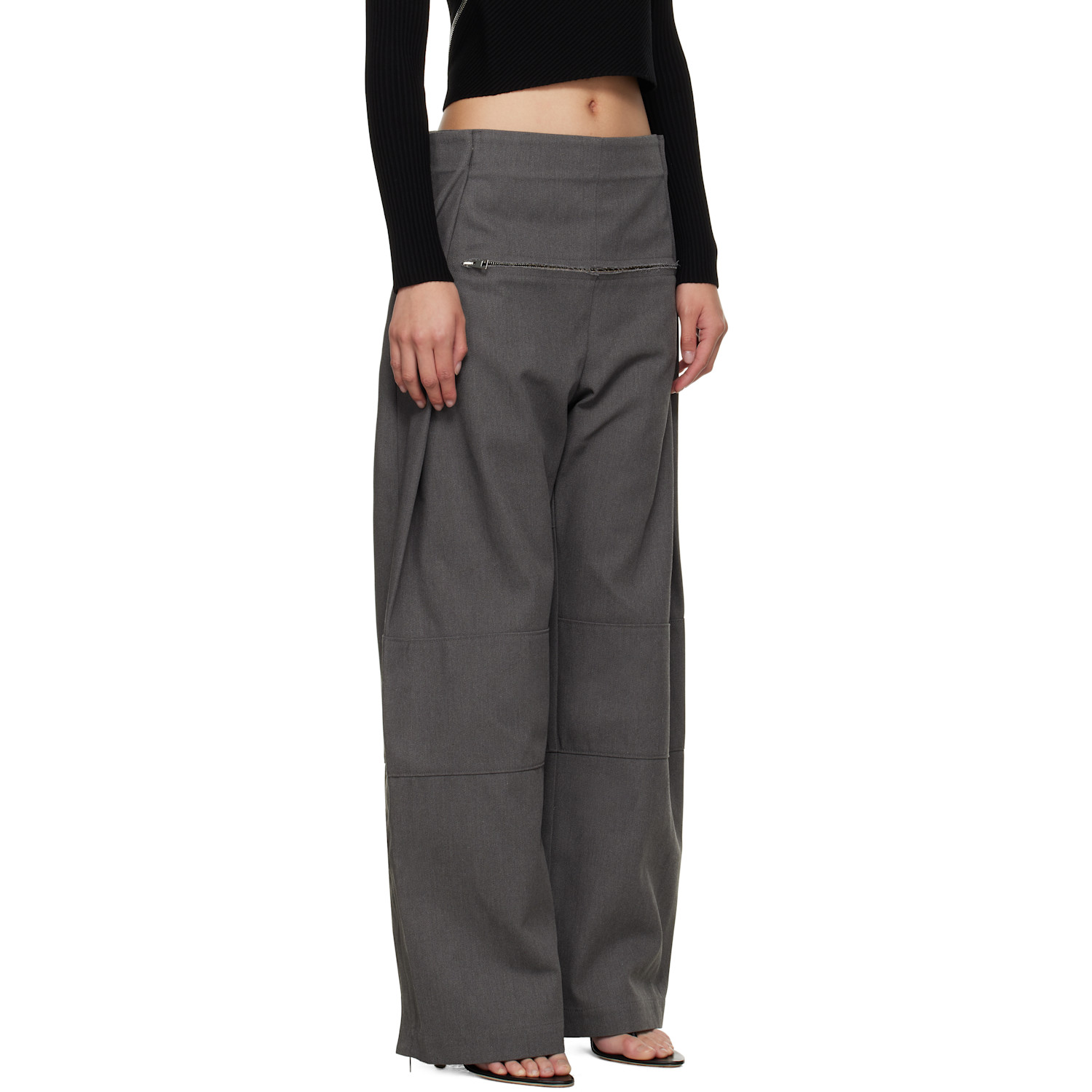  Jean Paul Gaultier Gray Zip Denim Trousers 