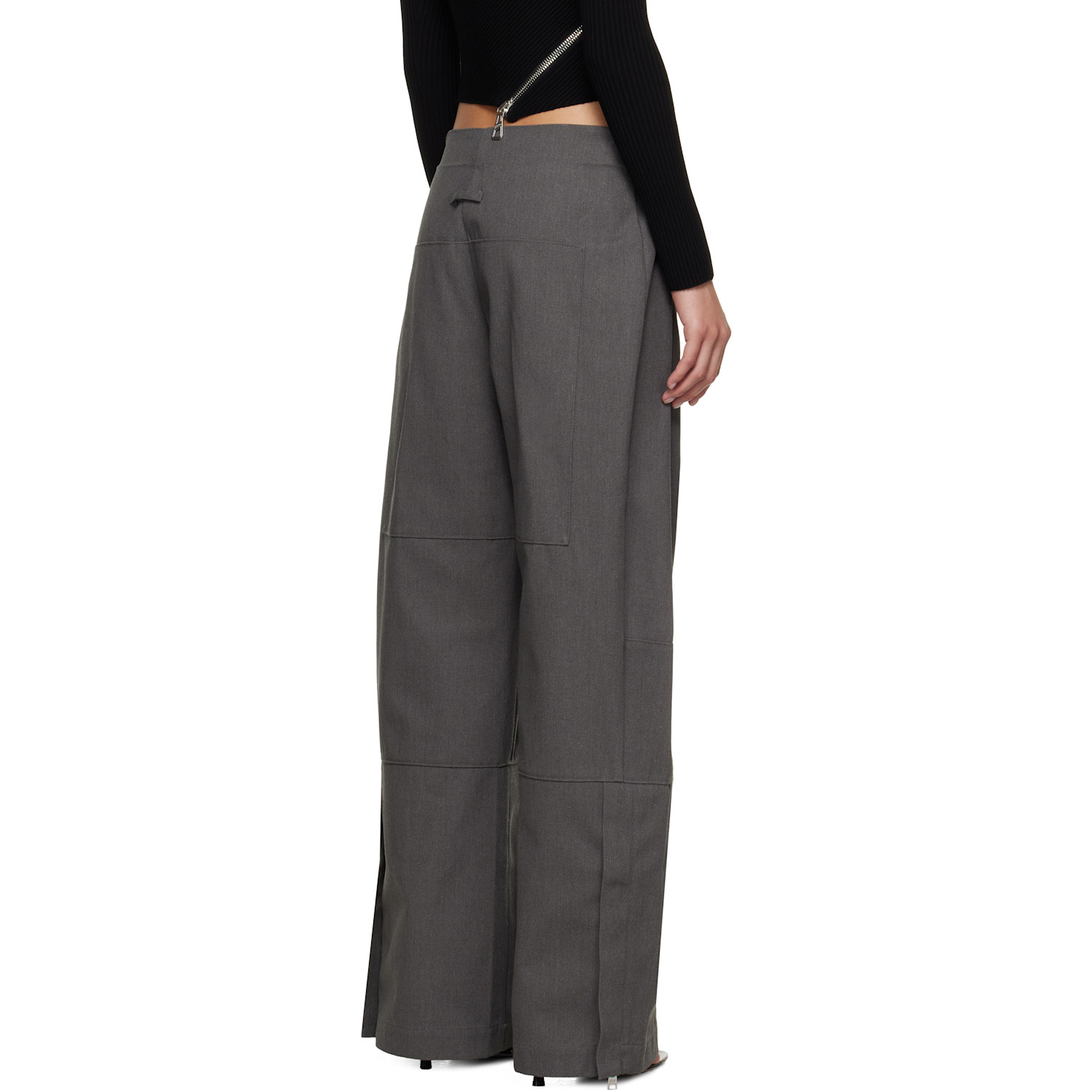  Jean Paul Gaultier Gray Zip Denim Trousers 