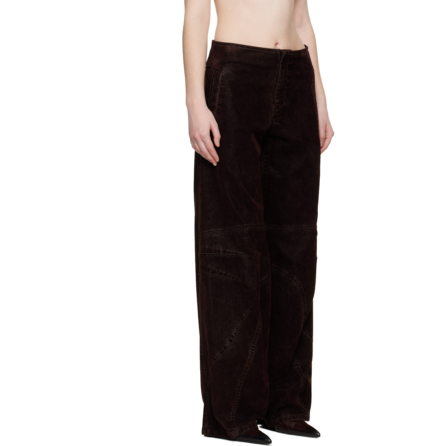  Jean Paul Gaultier Brown Minimal Moto Trousers 